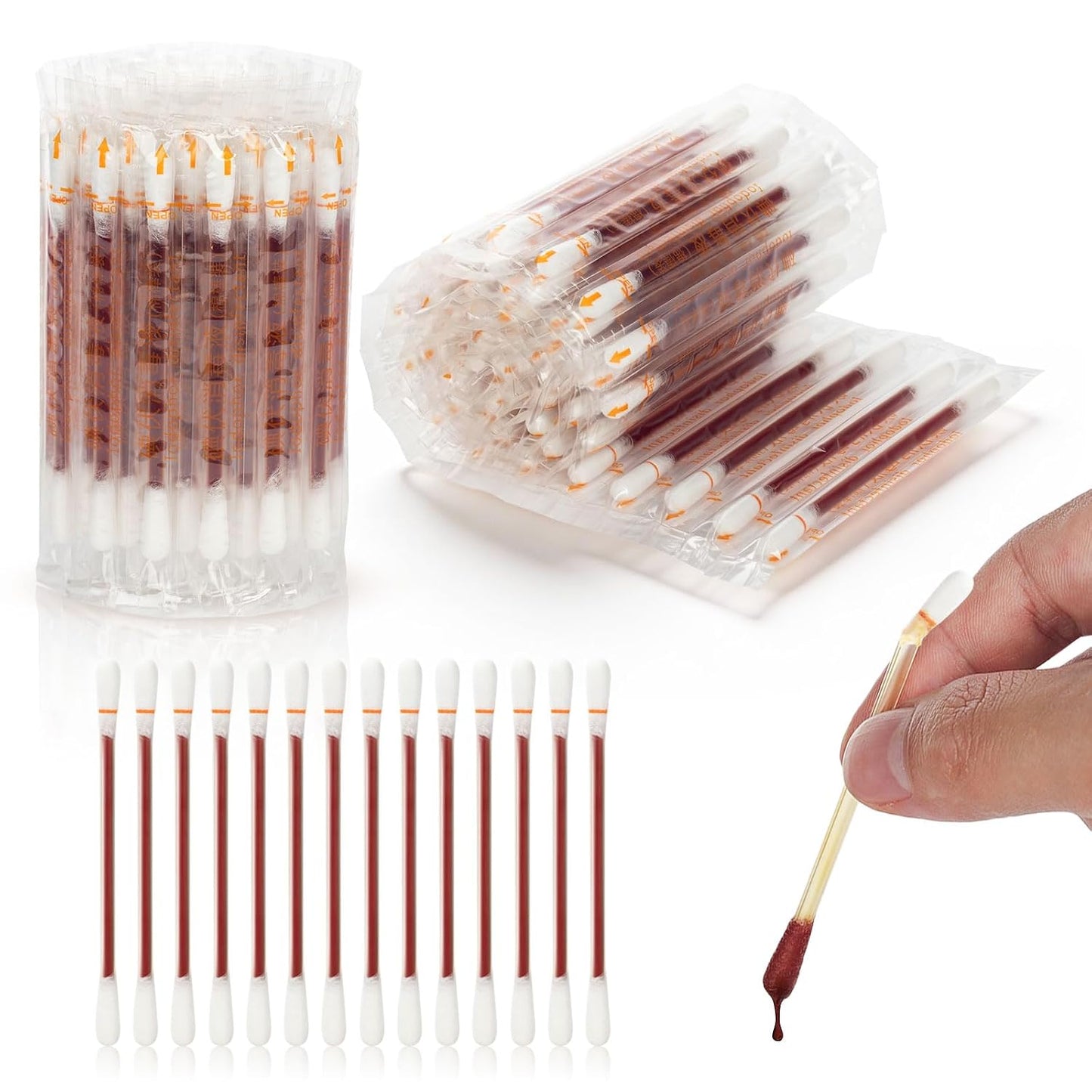 Iodine Swabs - Disposable Povidone Iodine Swabsticks for Wound Care | 300 Count Bulk Qtips