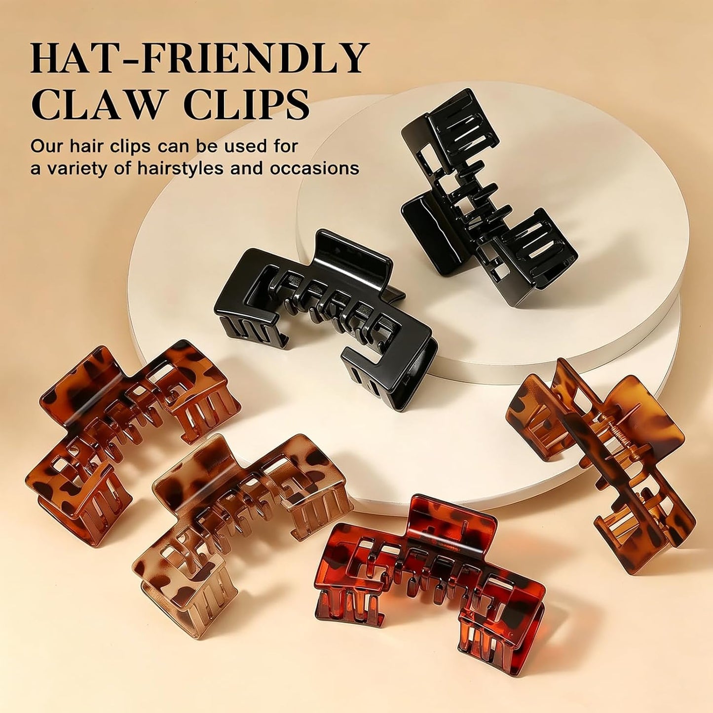 Large Trucker Hat Claw Clips for Women - 4 PCS Non-Slip Hair Clips for Baseball Caps | 4.1 Inch Durable Design