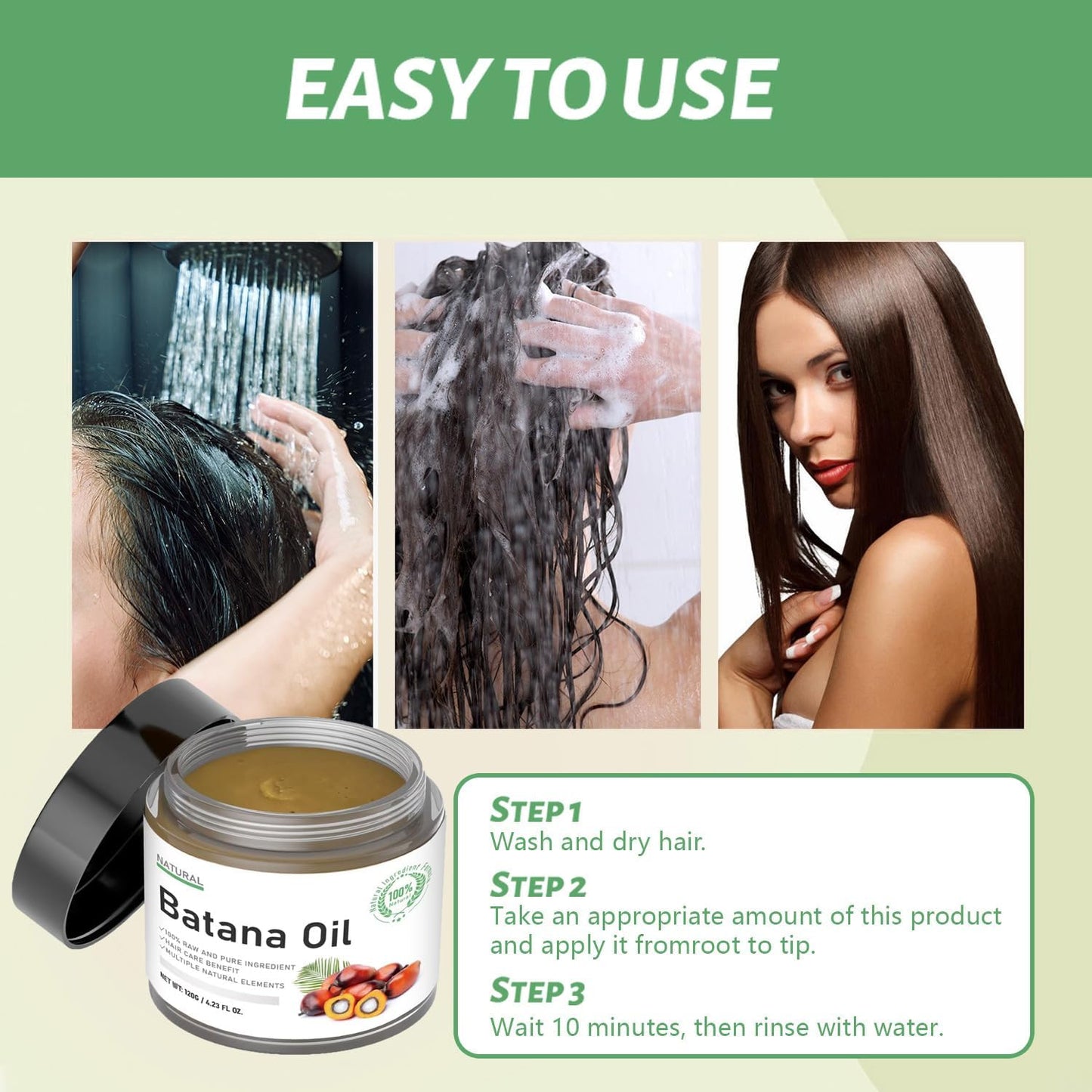 100% Raw Batana Oil for Hair Growth, Authentic Cold Pressed Dr.Sebi Organic Batana Oil Mask, Natural Hair Growth Oil Prevents Hair Loss, Eliminates Split Ends & Increases Shine,120g-1pcs