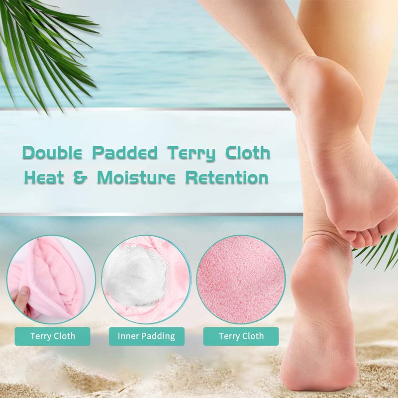 Paraffin Wax Bath Terry Cloth Gloves & Foot Liners, Paraffin Wax Machine Heated SPA Mittens Foot Liners, Thick Heat Hand Feet Treatment Insulated Mitt Spa Feet Cover Great for Men Women (Blue)