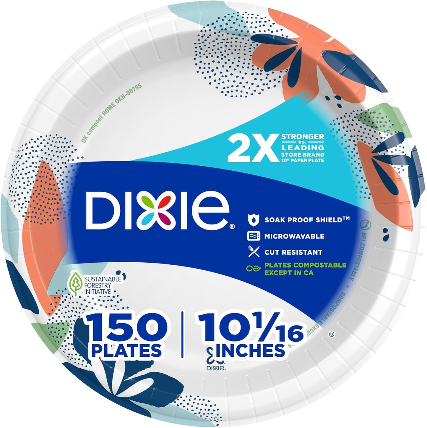 Dixie Paper Plates - Medium 8.5 Inch, 90 Count | Microwave-Safe, Soak-Proof & Cut Resistant Disposable Dinnerware