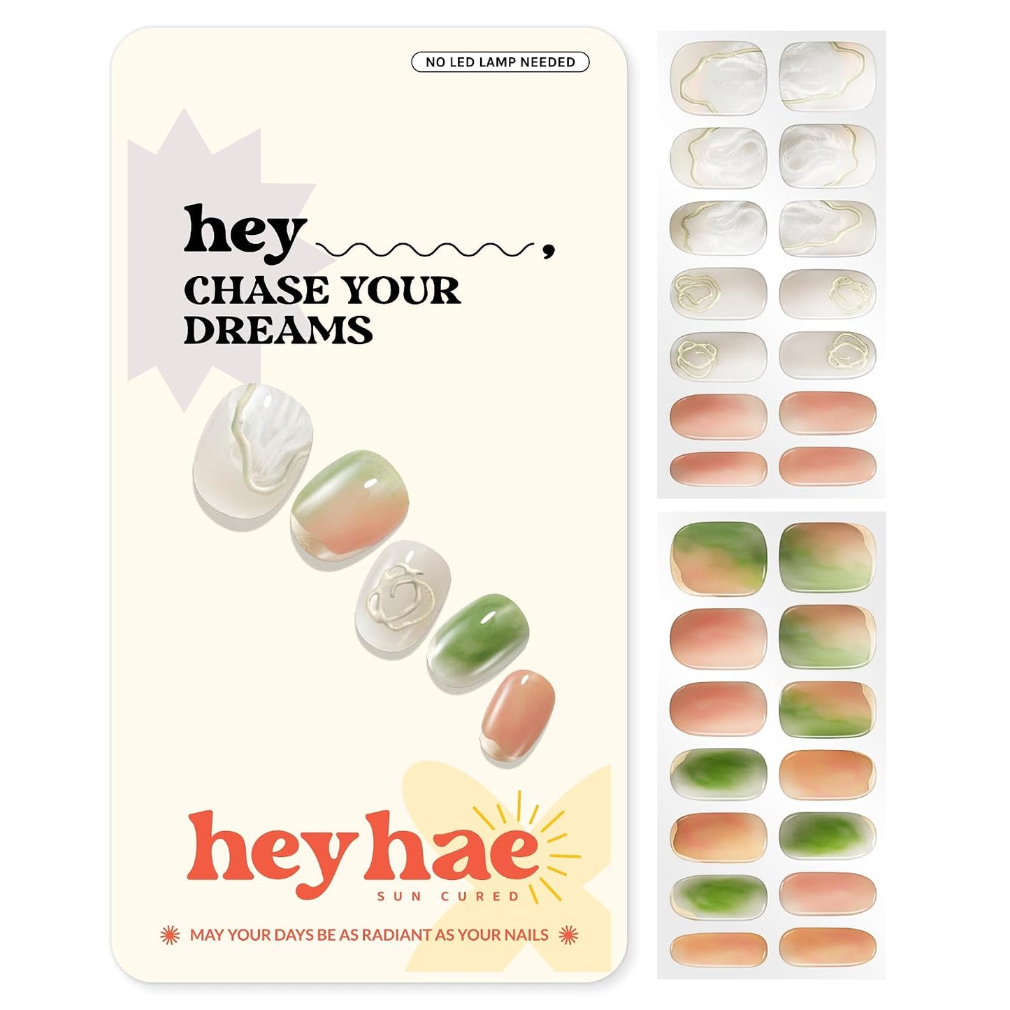 Semi Cured Gel Nail Strips - Ombre Beige Brown | Easy Apply & Remove, Salon Quality | 28 Strips, Prep Pads, Nail File & Stick