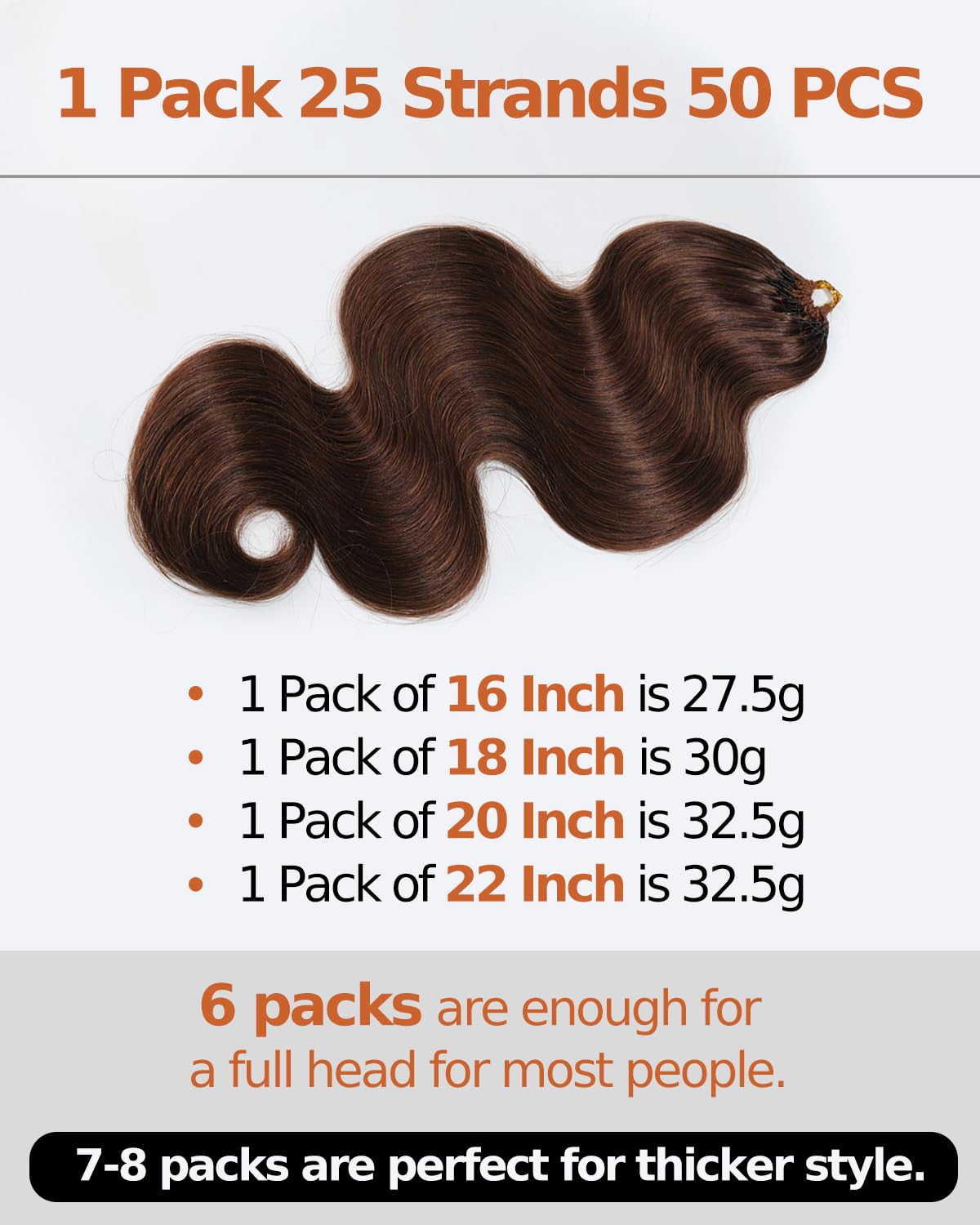 BEEOS Body Wave Remy Human Crochet Hair, #4 Brown Pre-Separated Knotless Feather Crochet Hair for Black Women, Miracle Knots 1 PCS 25 Strands 22 Inch