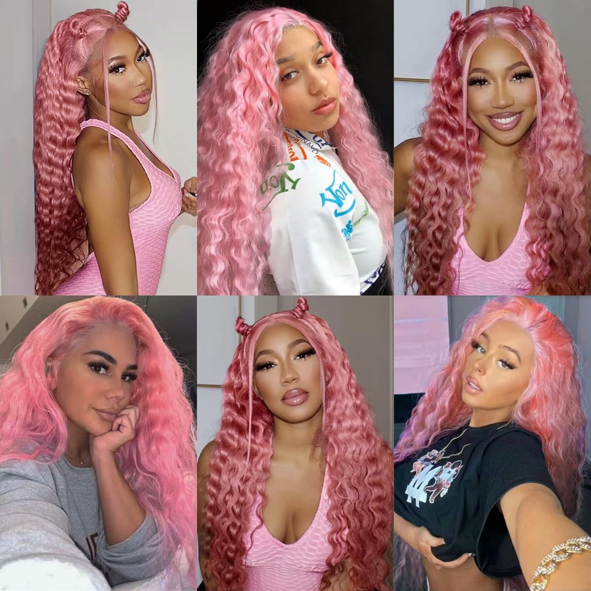 Pink Bundles Human Hair Water Wave Bundles 30 32 34 Inch Unprocessed Brazilian Virgin Hair 3 Bundle 50 Gram Per Bundle Deals Quick Weave Hair Extensions