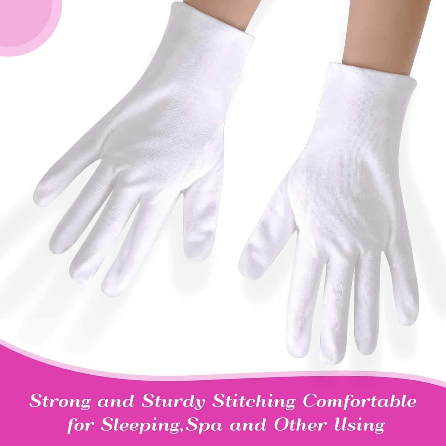 12 Pairs XL White Cotton Gloves for Moisturizing, Eczema Relief & Jewelry Inspection - Hand Spa Essential