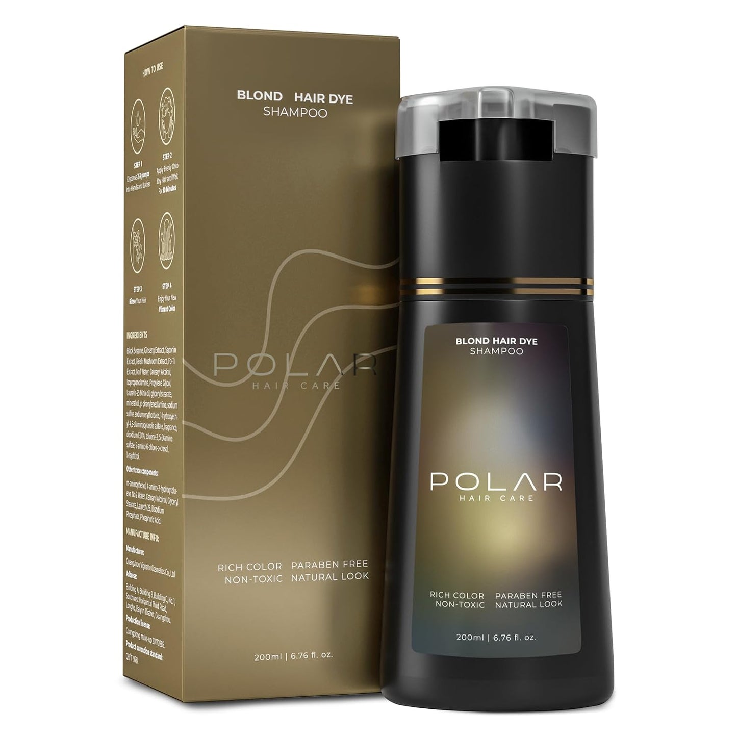 Blonde Dye Shampoo for Gray Coverage - Semi-Permanent Color Cleanser | Quick Application, Natural Highlights, 6.76 Fl Oz