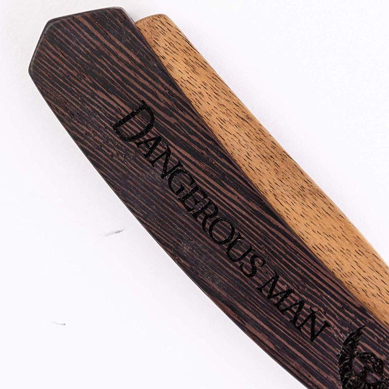 Beard Comb Gifts for Him Wooden Comb for Men Folding Pocket for Moustache Hair Walnut Combs Husband with the Engraving (Dangerous Man)