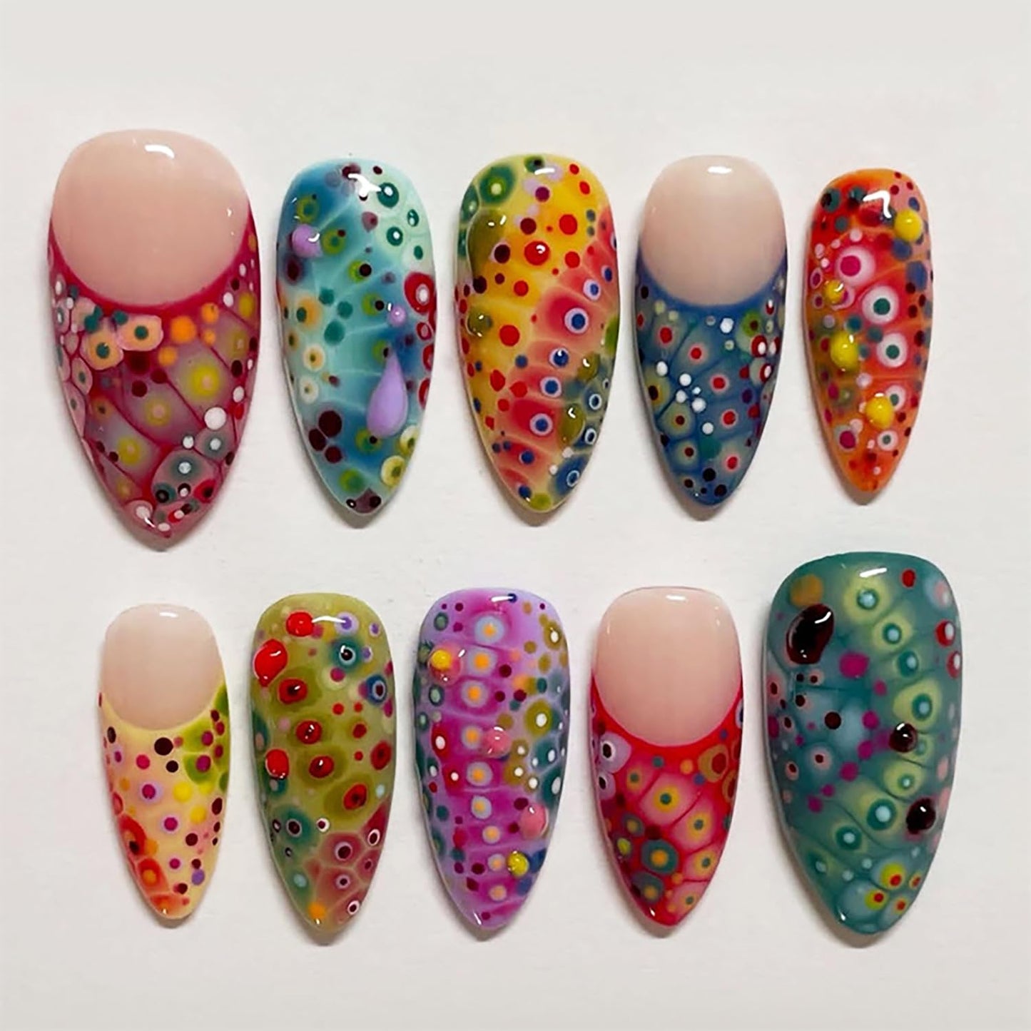30Pcs Halloween Press-On Nails - 3D Spider & Bat Designs | Medium Almond Acrylic Tips for Women