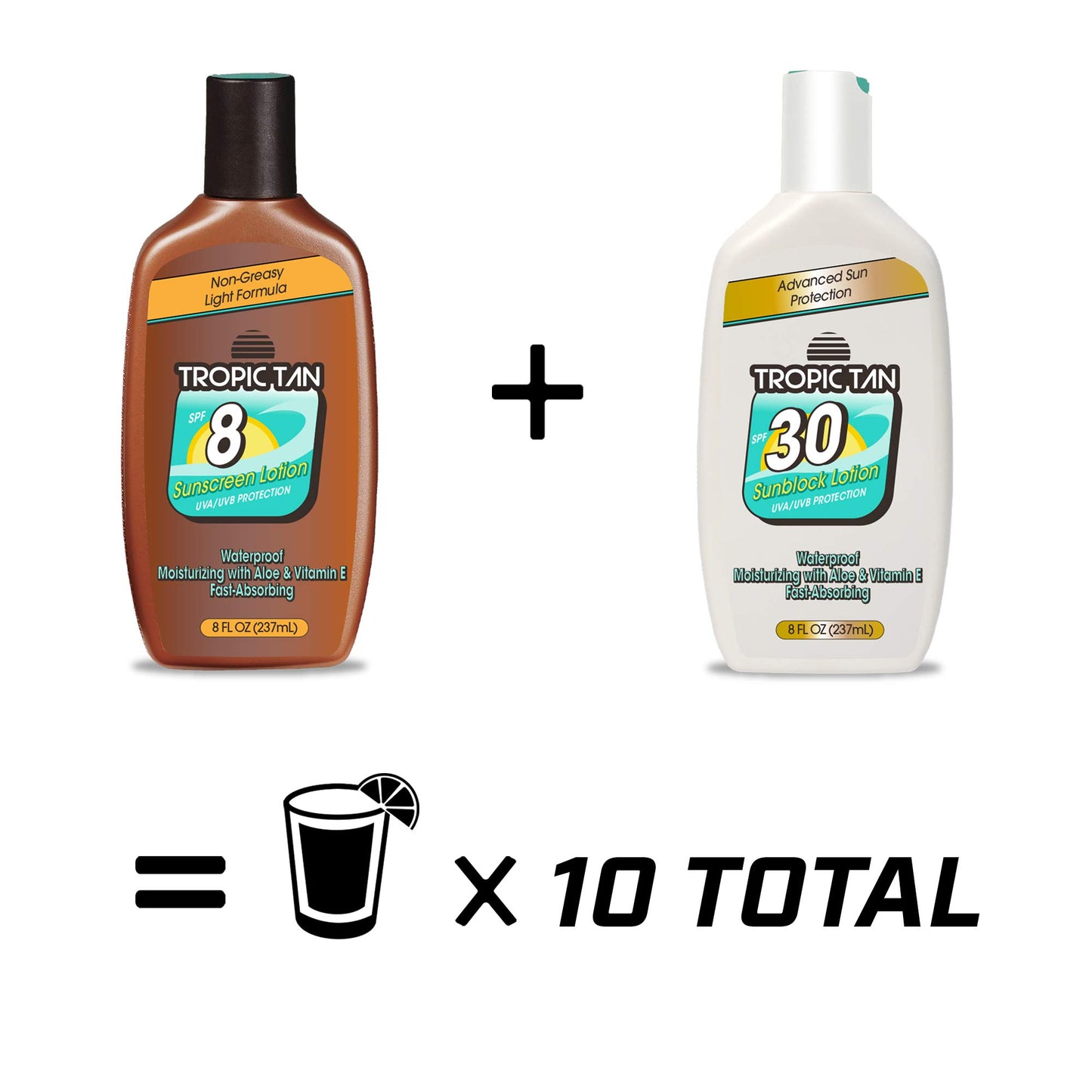 GoPong Tropic Tan Sunscreen Bottle Flask 2 Pack (16 oz Total) - Hidden Alcohol Travel Flasks - Secret Liquor Containers for Beaches, Cruises, and Sports Events – Includes Funnel & Spout