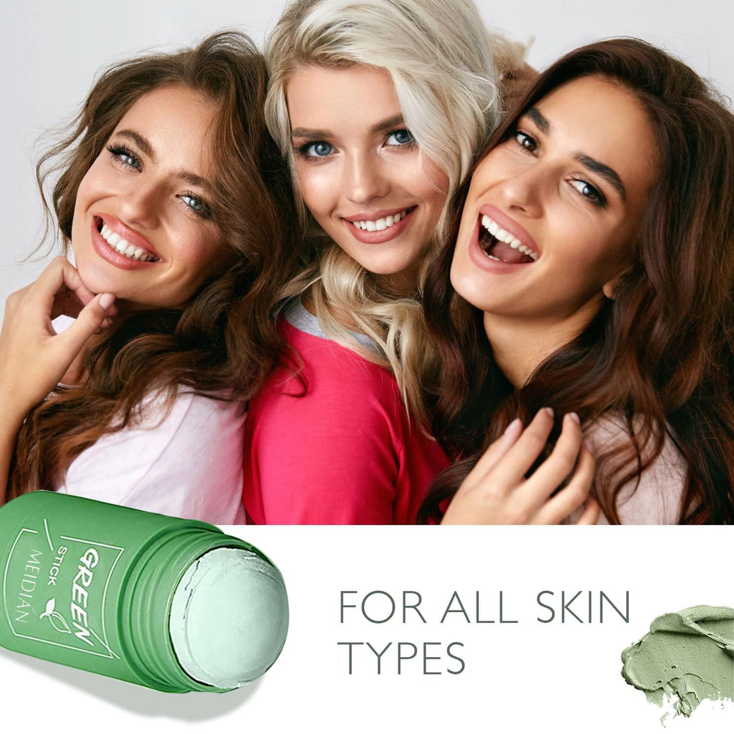 ShineMore Green Tea Clay Stick(2PCS): Blackhead Remover for Face, Green Clay Mask for Deep Pore Cleansing, Moisturizing, and Brightening for Men and Women