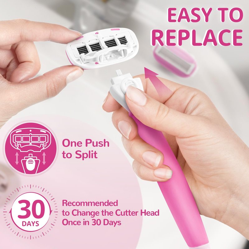 Women‘s Razor with 360° Lubrication Reduces Irritation, Red