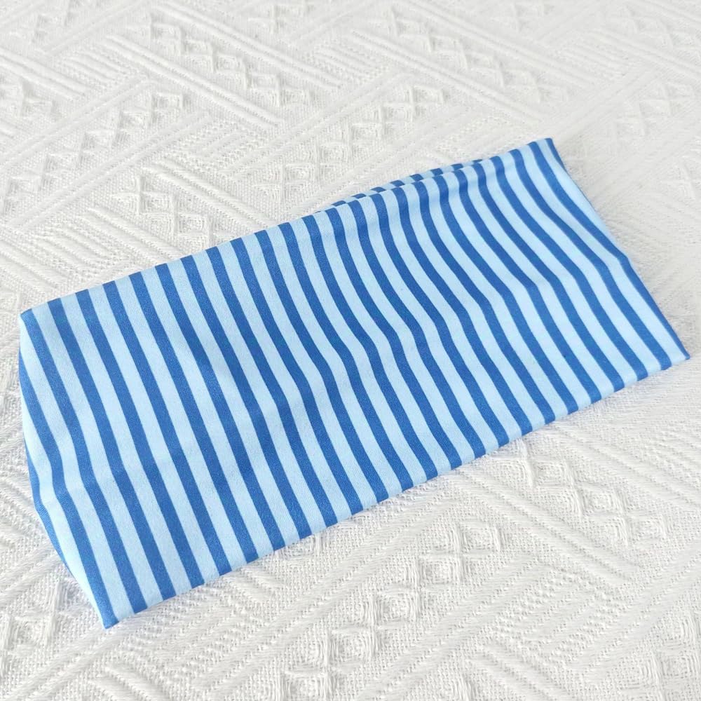 Arvintas 4PCS Striped Headbands for Women - Non-Slip Cotton Cloth Wide Elastic Stretchy Fashion Head Bands, Soft Fabric Hair Accessories for Yoga, Running, Workout