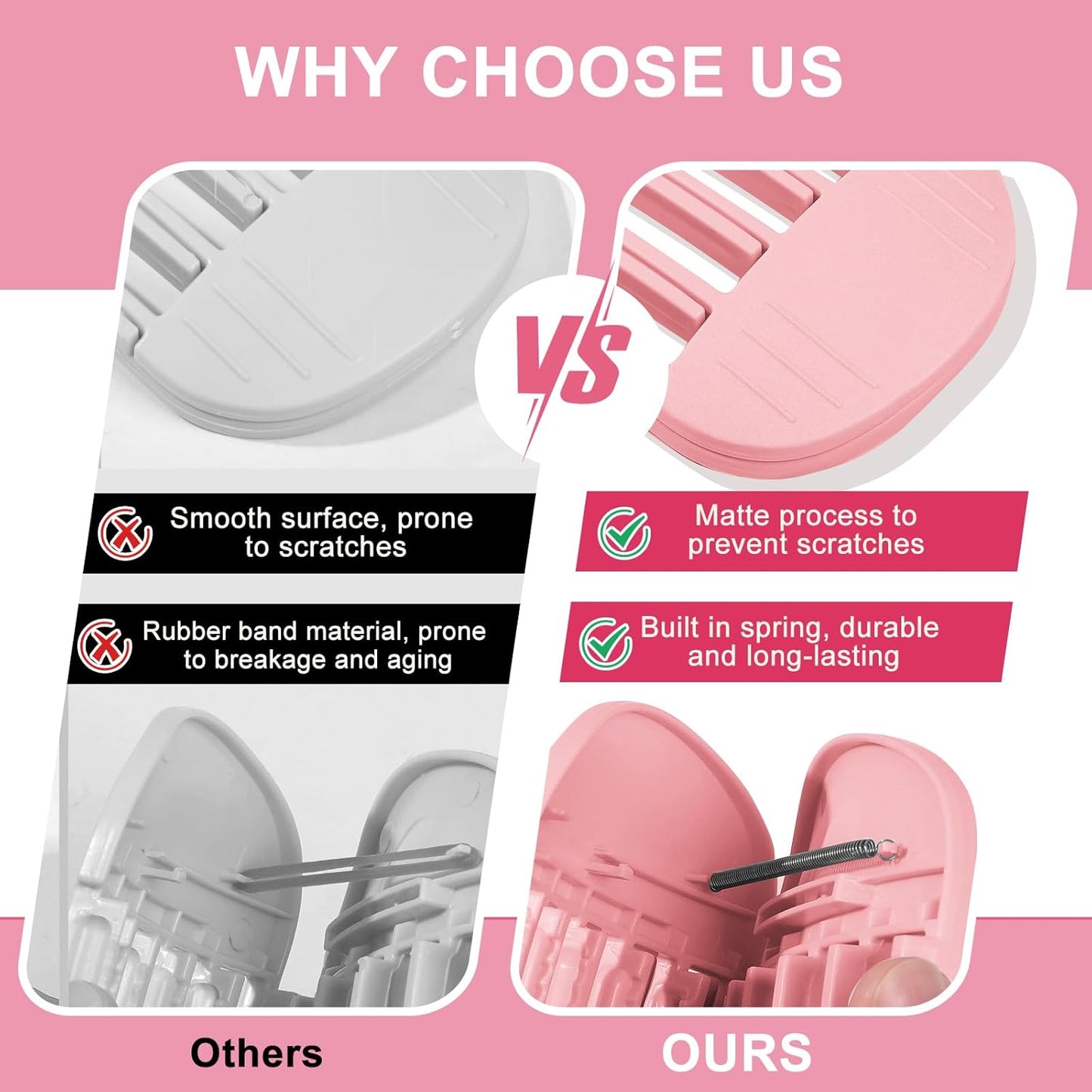 Volumizing Hair Clips for Women - No Crease Root Lifting Tool for Natural Puffy Styles | 2 Pcs, Pink