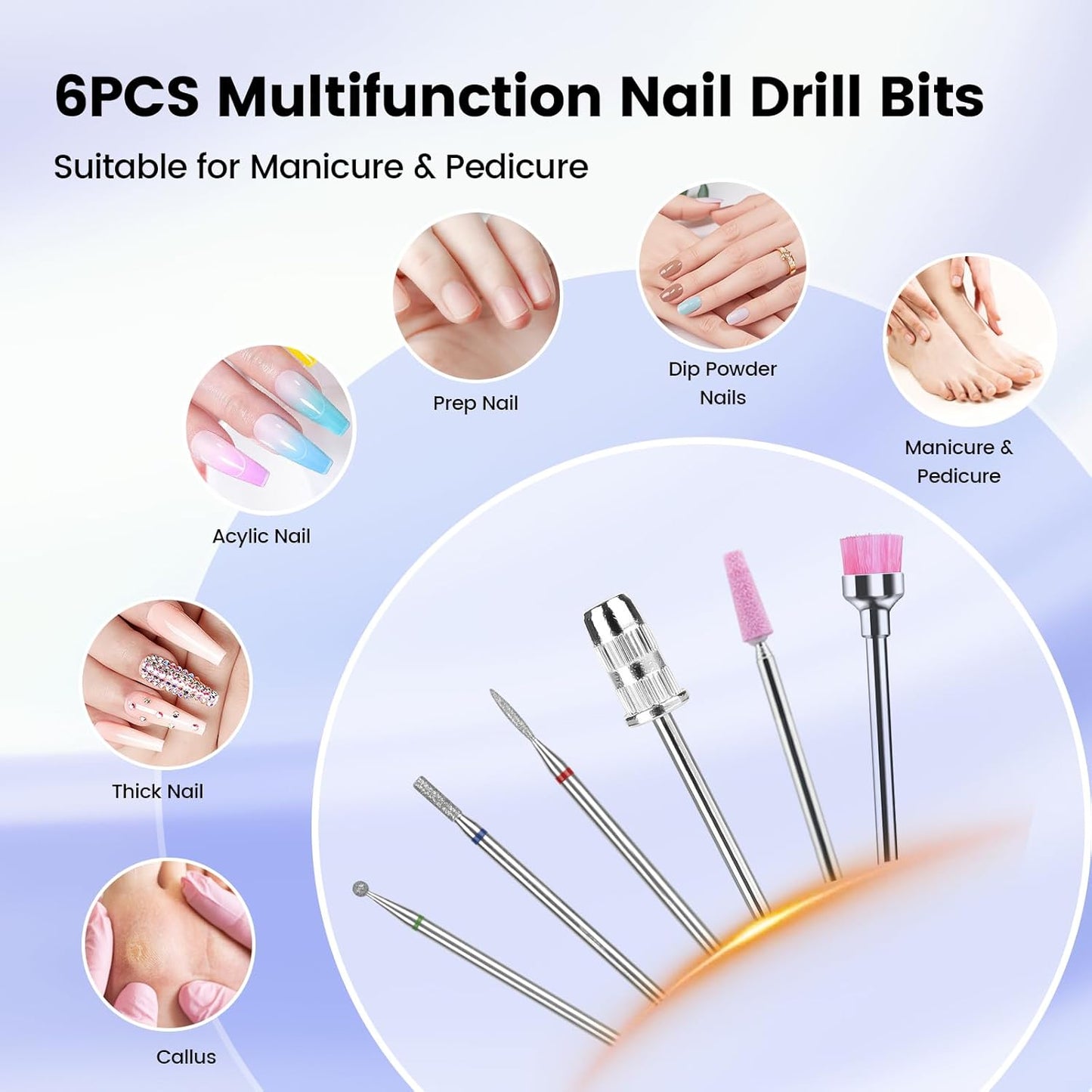 Electric Nail Drill Machine - 35000RPM Cordless Rechargeable Efile for Acrylic Gel Nails | Purple 910