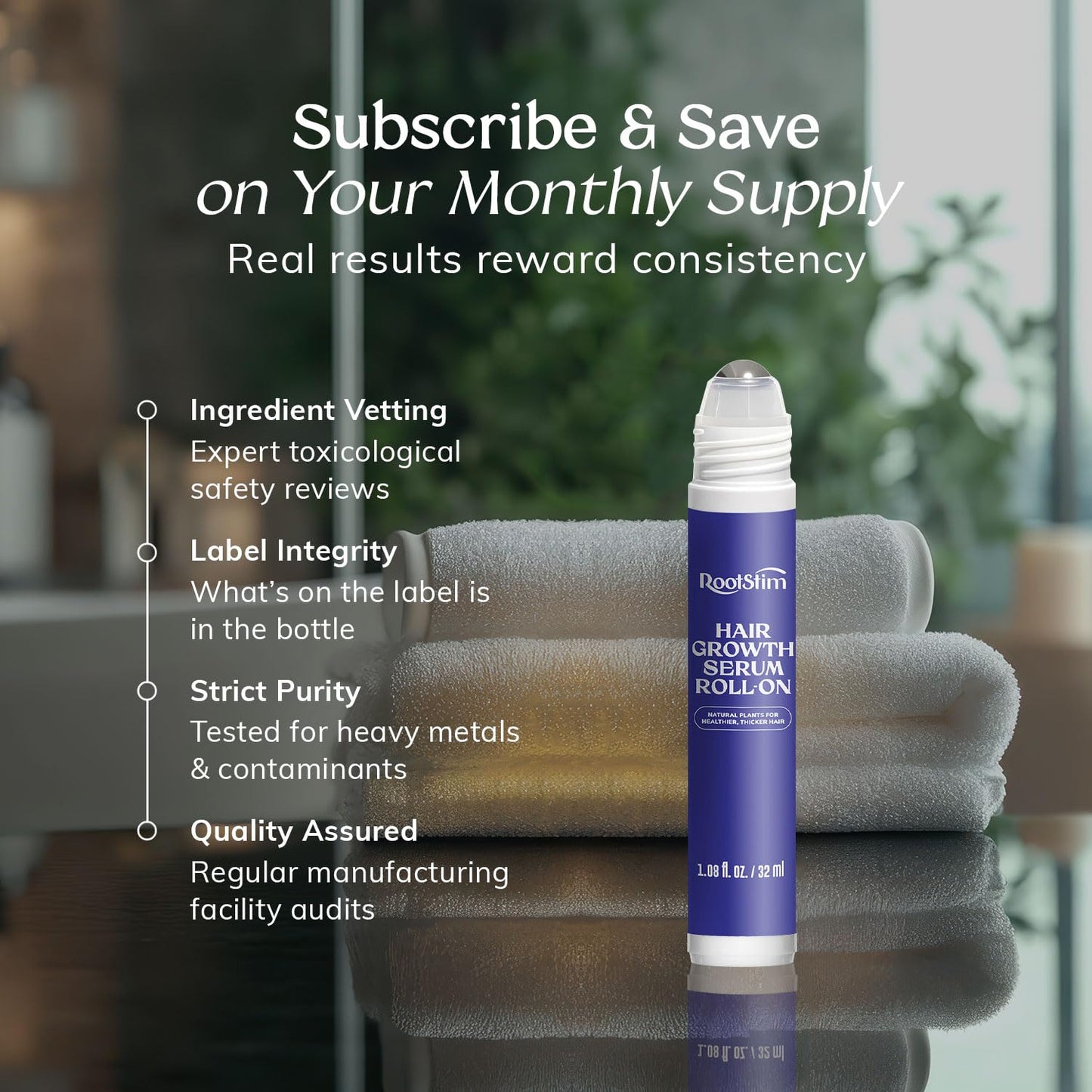 Hair Growth Serum Roll-On | Rosemary, Caffeine & Biotin Formula for Fuller-Looking Hair - 1.08 Fl Oz
