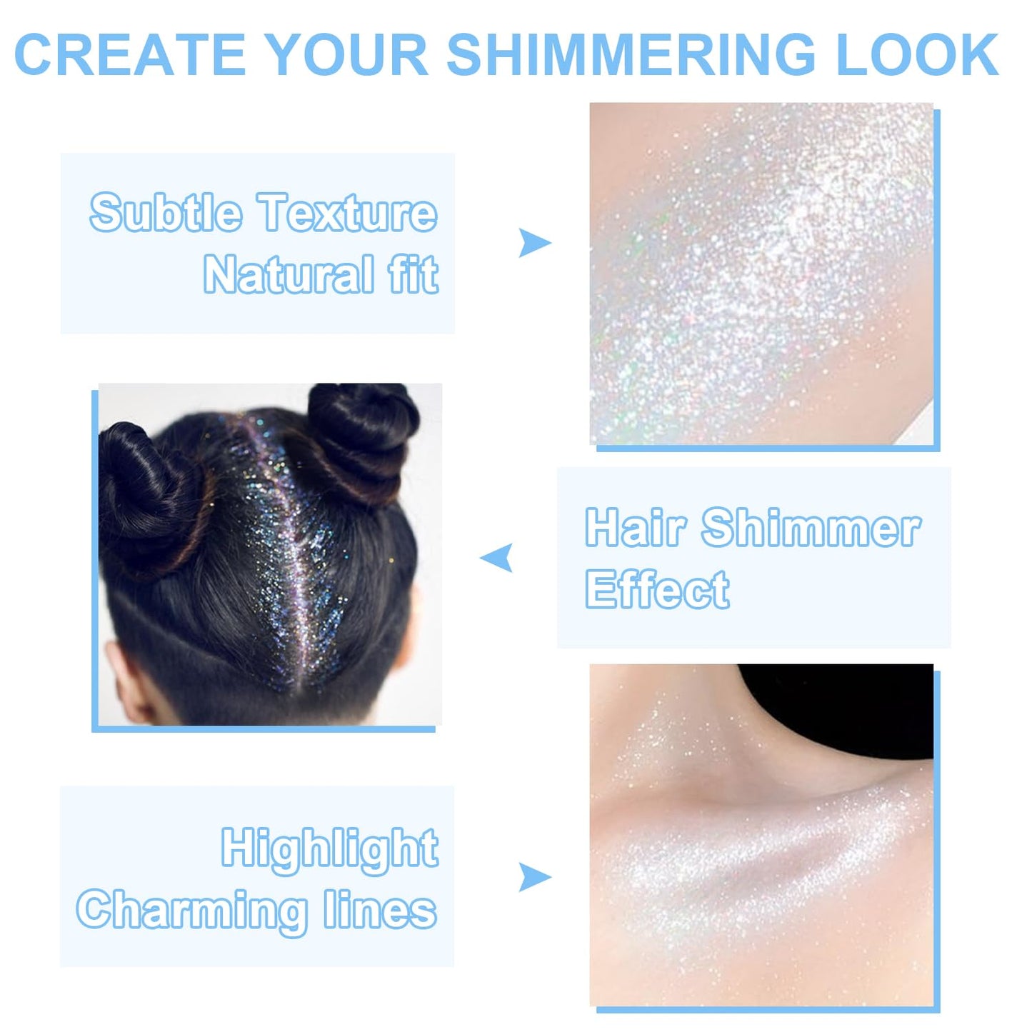 Hair and Body Glitter Spray, Glint-Rainbow Hair Glitter Extra Fine Face Shimmer Powder for Clothes, Festival Loose Sparkle Powder for Rave Clothes Nail Art Easter Halloween Crafts (Glint-Rainbow)
