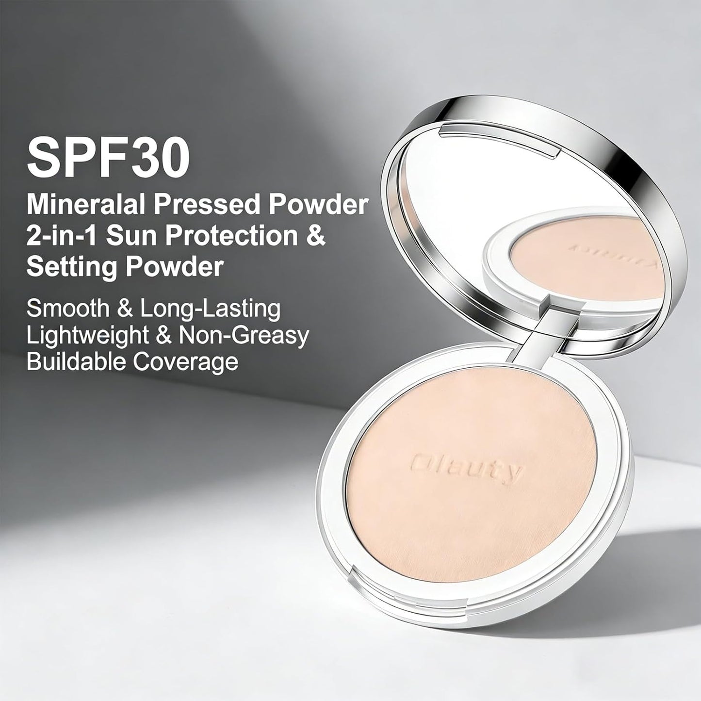 Mineral Powder Foundation SPF 30+ | 4-in-1 Sunscreen & Concealer Compact - Light-to-Medium Full Coverage, Matte Finish (#2 Porcelain)