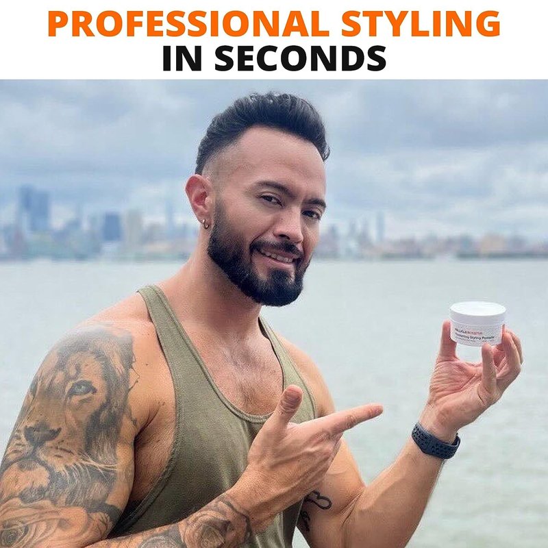 FOLLICLE BOOSTER Thickening Styling Pomade - 2 Pack Medium Hold, Water Base, Matte Finish - Natural Hair Growth Paste for Men with Hair Loss Combating Ingredients