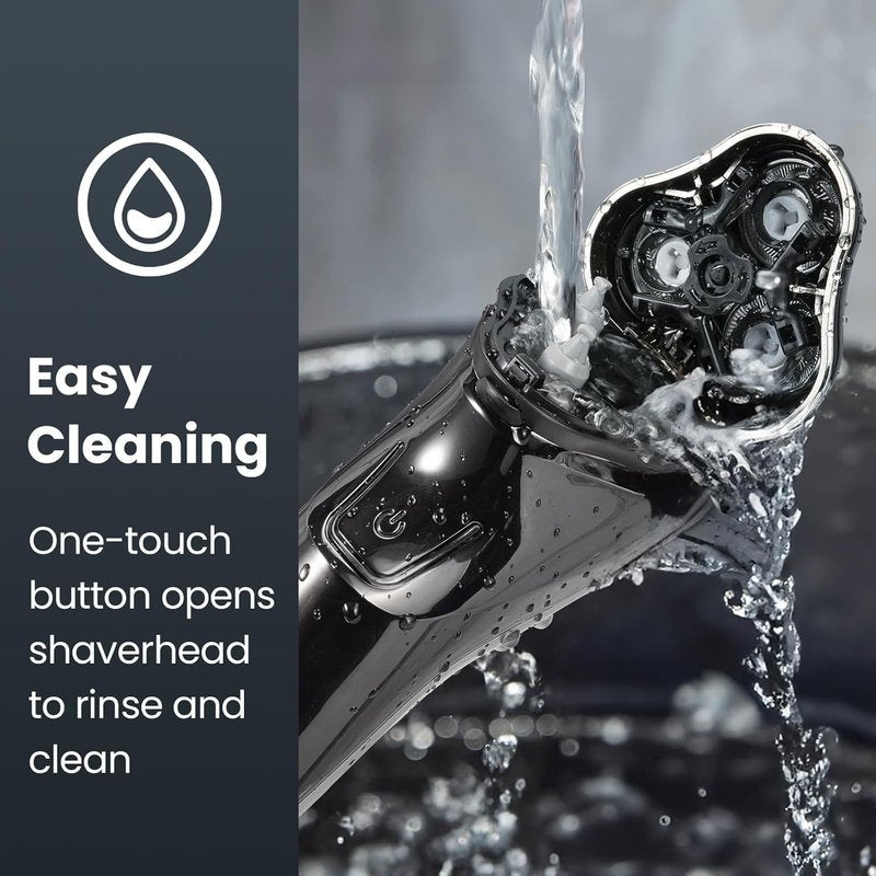 Electric Razor for Men Cordless: Wet/Dry Rotary Shaver Waterproof - USB Fast Charging & Sensitive Skin Care - Pop up Trimmer & Precision Blades Upgraded B2 Black-Silver