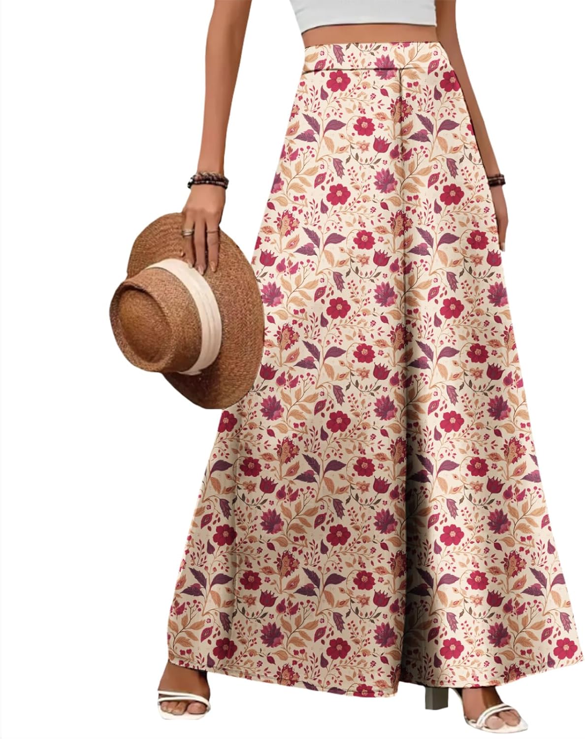 ZOCAVIA Women's Boho Wide Leg Pants - Lightweight High Waisted Palazzo Trousers with Pockets | Summer Casual Style