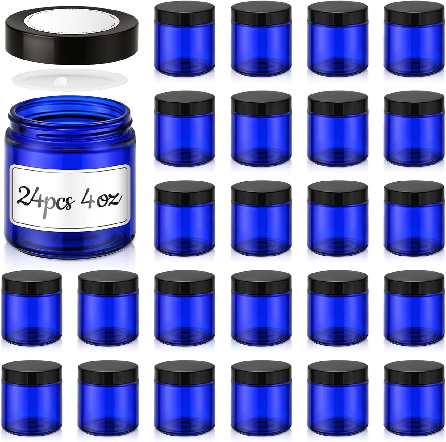 Amber Glass Jars - 2 oz Leakproof Containers with Black Lids | 36 Pack for Lotions, Powders & Candle Making