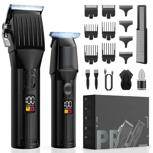 Cordless Hair Clippers for Men Beard Trimmers Kit with LED Display Rechargeable Haircut Grooming Shaver Gift for Men Women Barber Kids (Black)