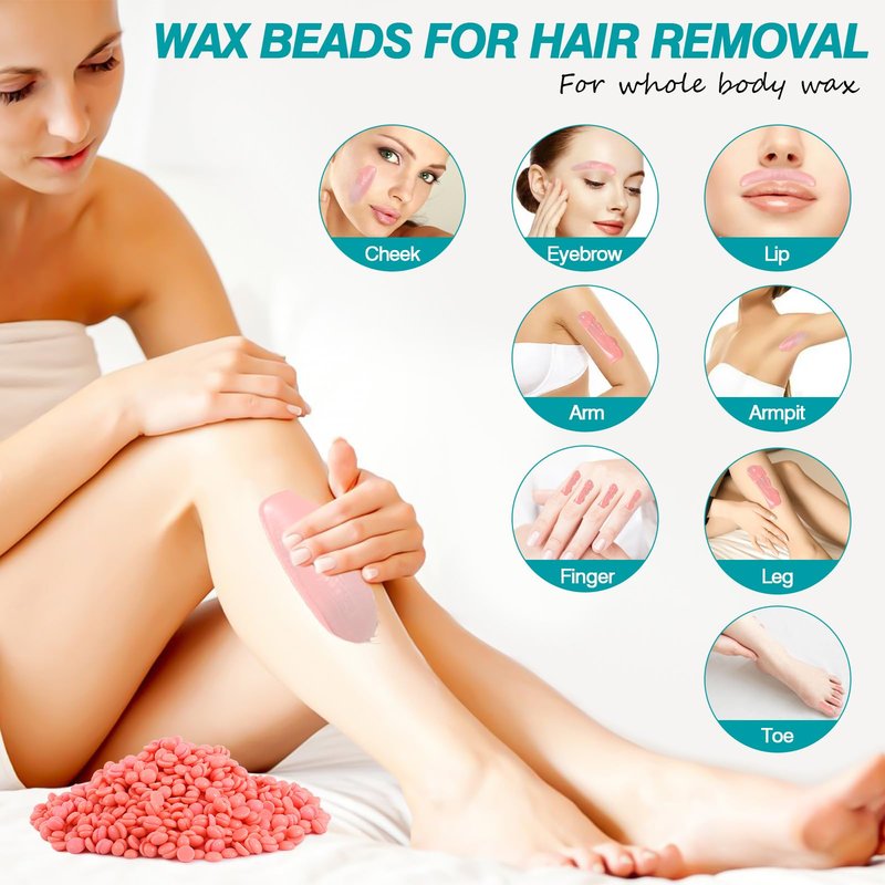 Wax Beads, 0.6 Lb Hard Wax Beads for Coarse Hair Removal, Waxing Beans Bulk for Brazilian, Leg, Face, Armpit, Home Waxing Beans with Silicone Wax Stick (lavender scent)