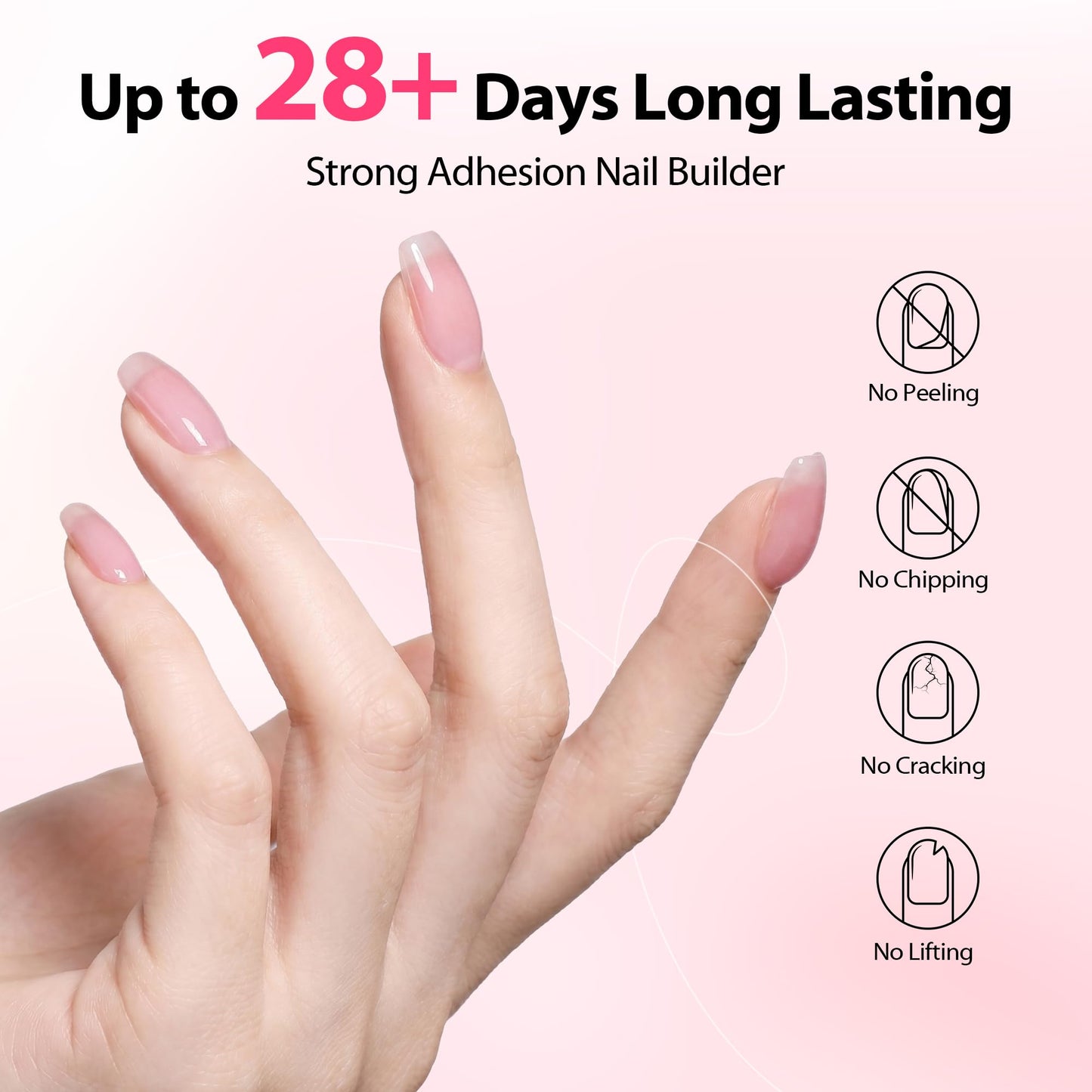 Makartt 8-in-1 Gel Builder: 15ml Clear Gel Builder for Nail Strengthen Rubber Base Rhinestone Glue and Nail Glue for Nail Tips - UV Light Cured Builder Nail Gel for Home User DIY Low Odor