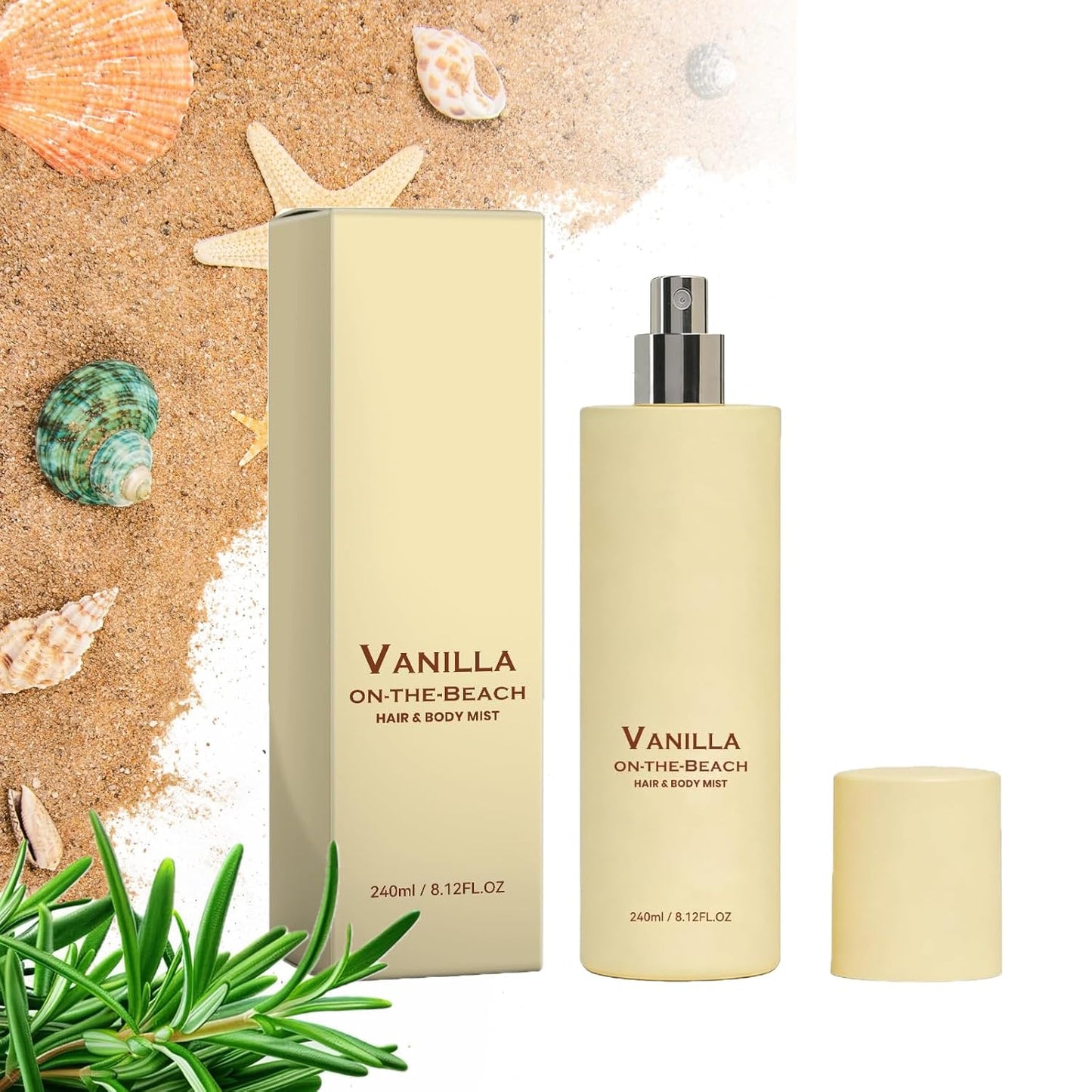 Vanilla On The Beach Hair & Body Mist - Long-Lasting Natural Scent | Lightweight Portable Spray (1pc)