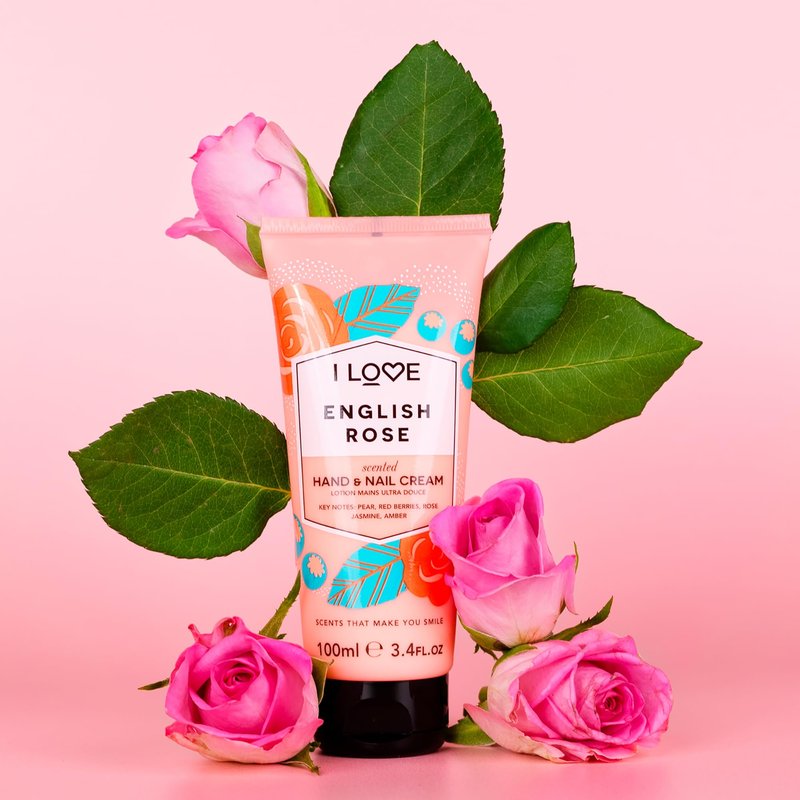 I LOVE English Rose Scented Hand and Nail Cream - Hand Cream for Dry Hands - Vitamin E, Coconut Oil, and Shea Butter - Silicone Free - 3.4 oz