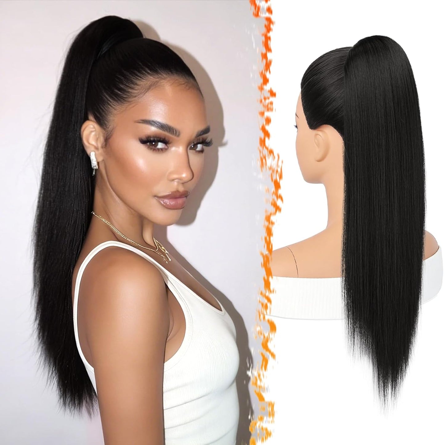Platinum Blonde Straight Ponytail Extension - 16 Inch Soft Synthetic Hairpiece for Daily & Party Use