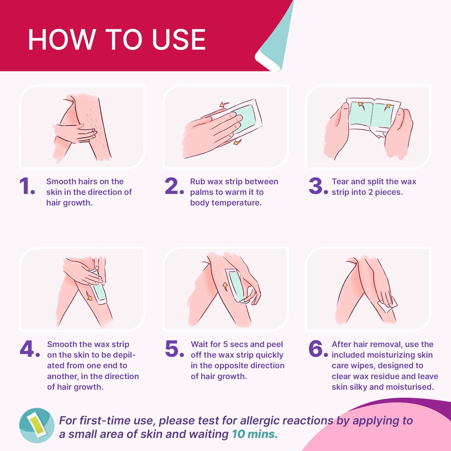 Wax Strips Hair Removal for Women: Waxing Kit with 50 Pcs Body Waxing Strips Dual Sides & 4 Calming Oil Wipe For Face, Bikini, Legs, Lip