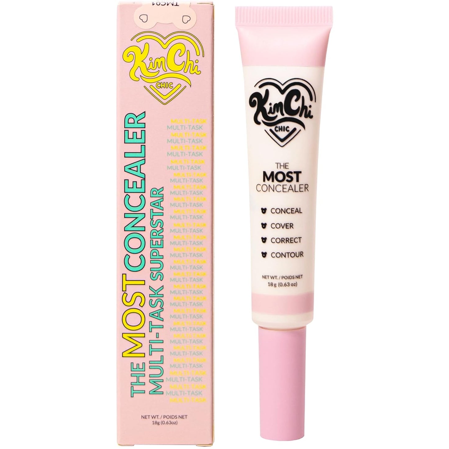 KimChiChic Concealer - Full Coverage Water Resistant Multi-Use Formula | Matte Satin Finish | 0.63 oz, 01-Ivory