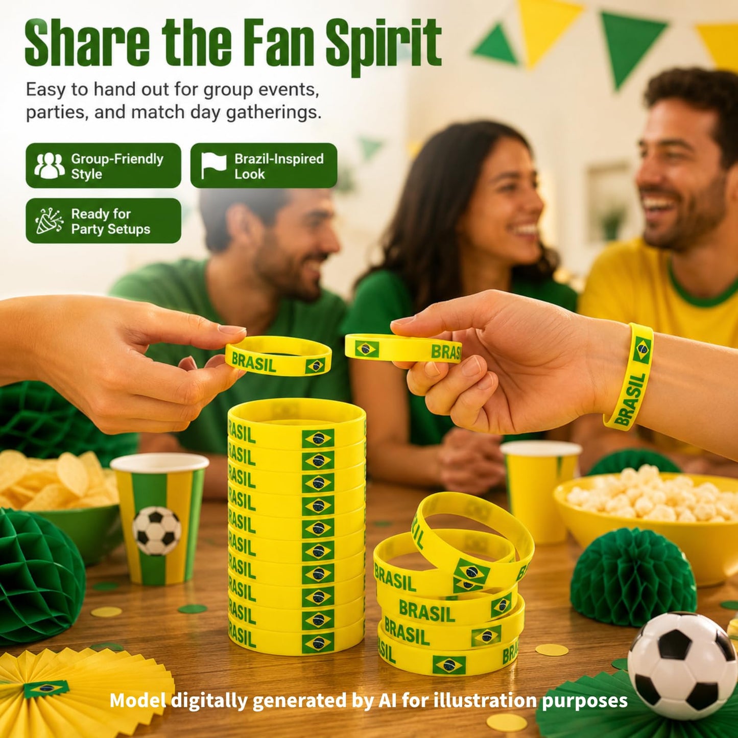 Qiknird Brazil Flag Silicone Bracelet, Flag Rubber Bracelets for Women and Men, Sports Events Worldcup Silicone Bracelet, Patriotic Decorations Party Supplies