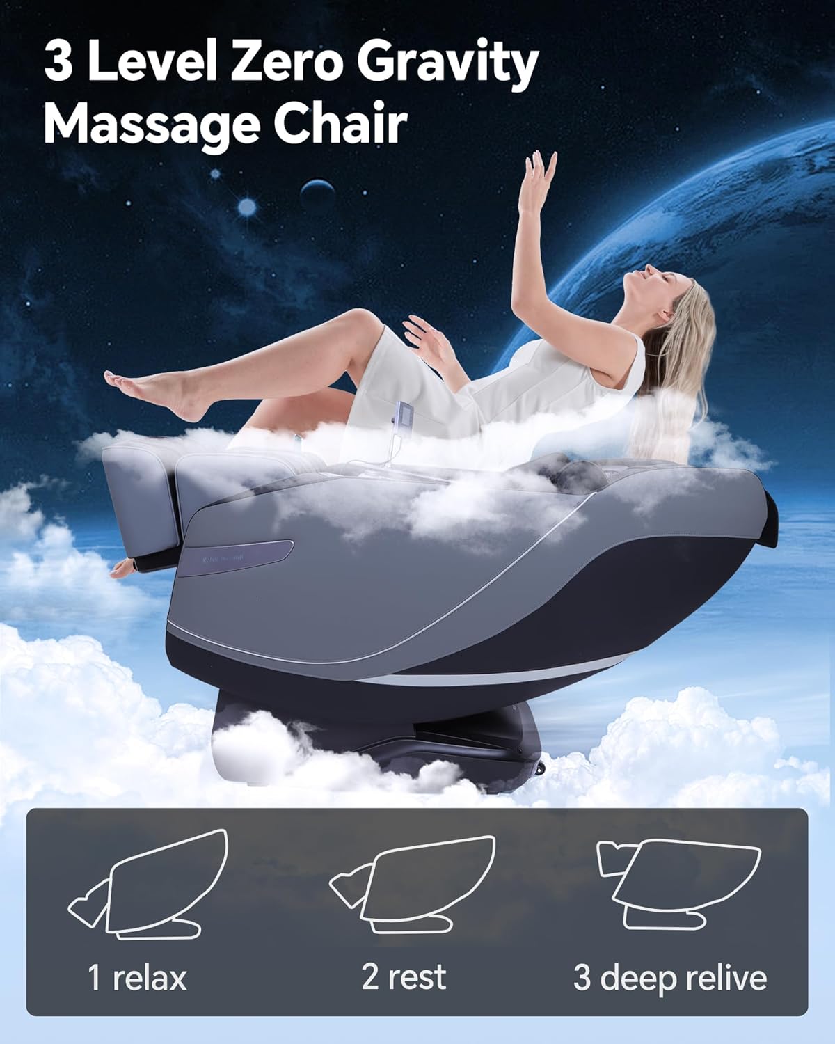 Full Body Massage Chair - 3D SL-Track Shiatsu with Rocking Sleep Mode, Upgraded Calf & Knee Massage for Tall Users | Wireless Charging, Black