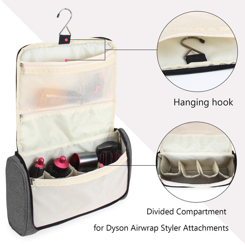 Teamoy Travel Storage Bag Compatible with Dyson Airwrap Styler, Portable Travel Organizer for Airwrap Styler and Attachments, Gray