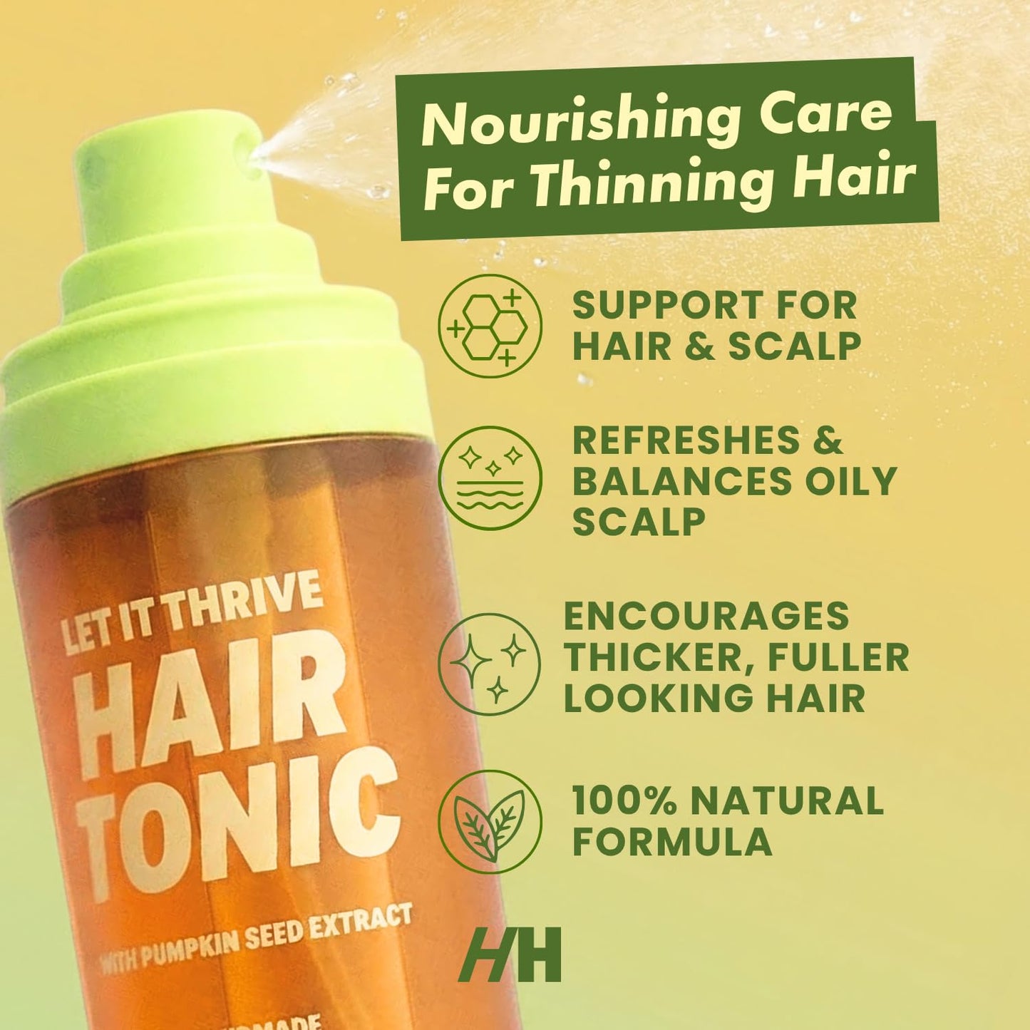 Handmade Heroes 100% Natural Rosemary Hair Tonic with Pumpkin Seed Extract for Hair Thinning - Hair Tonic for Men and Women - Thickening and Lusher Looking Hair