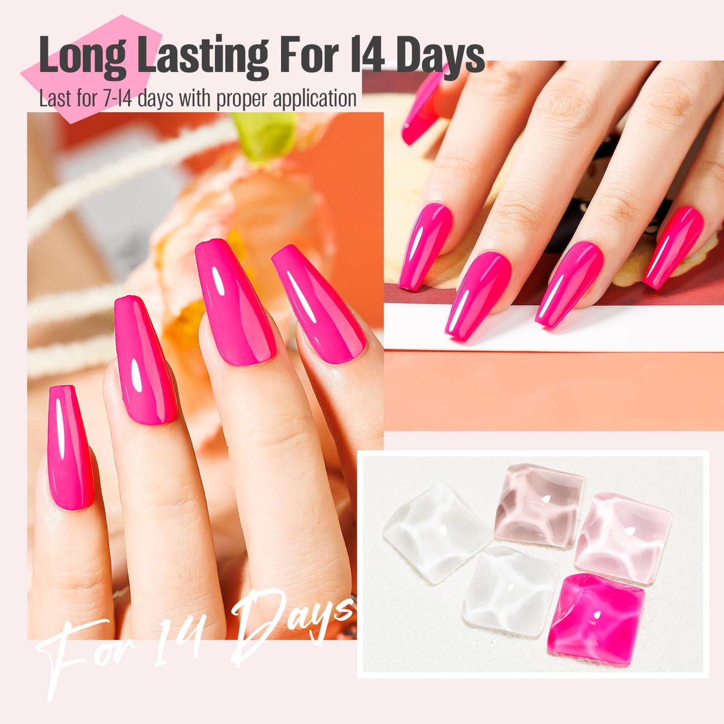 vieafenti Bright Hot Pink Nail Polish, 15ml High Shine Quick Dry Nail Polish, Long Wearing Smooth Application for Beginner and DIY Manicure Salon Quality Manicure at Home