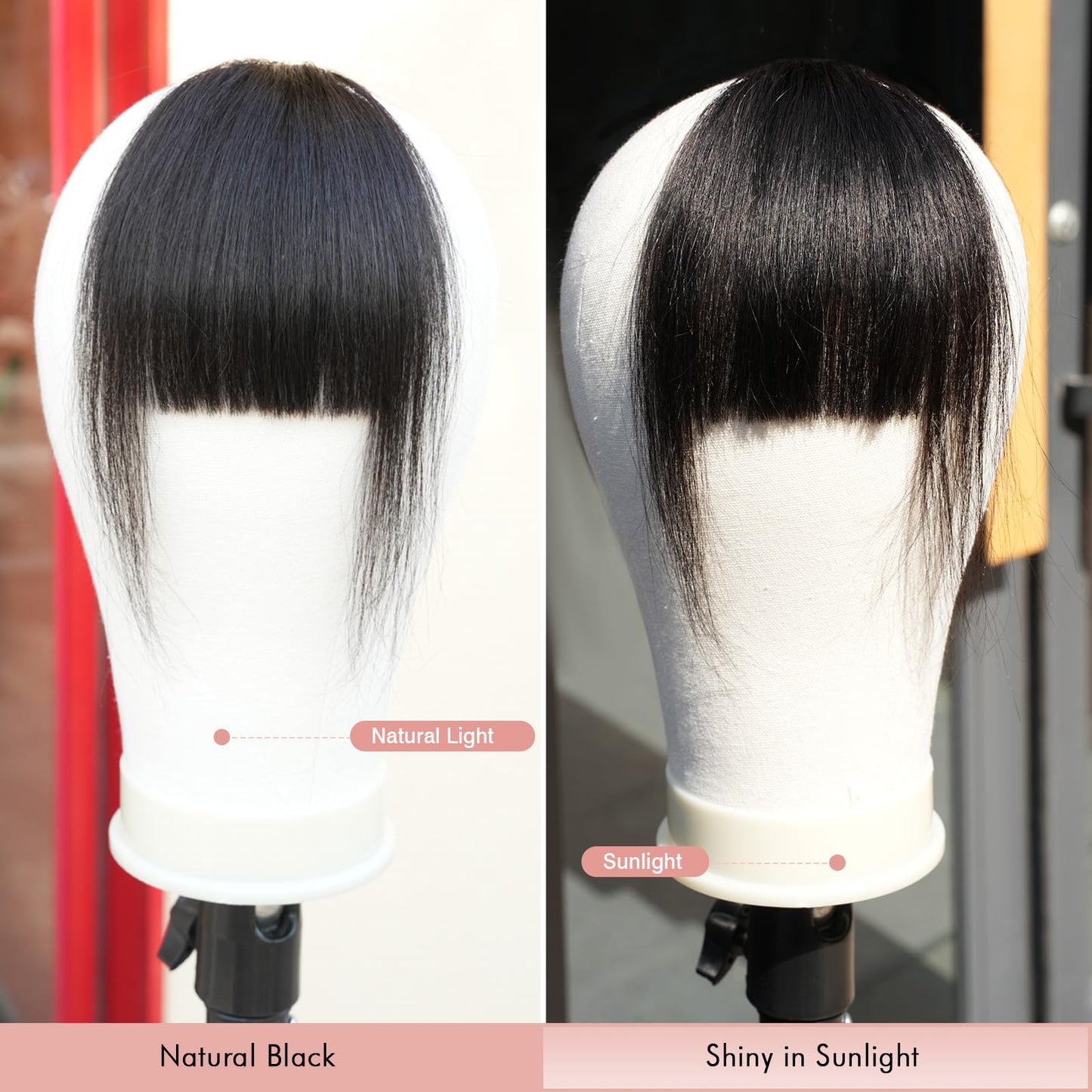 EINAEY Clip in Bangs, 100% Real Human Hair Natural Black Fake Bangs Clip in Hair Extensions Wispy Bangs Fringe with Temples Hairpieces for Women Curved Air Bangs for Daily Wear