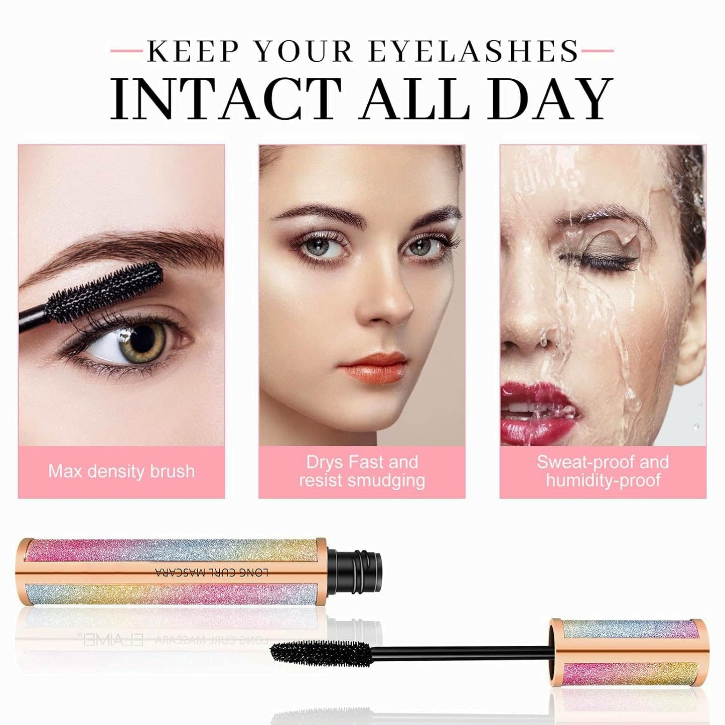 4D Silk Fiber Lash Mascara - Waterproof, Voluminous Black Mascara | Smudge-Proof & Hypoallergenic