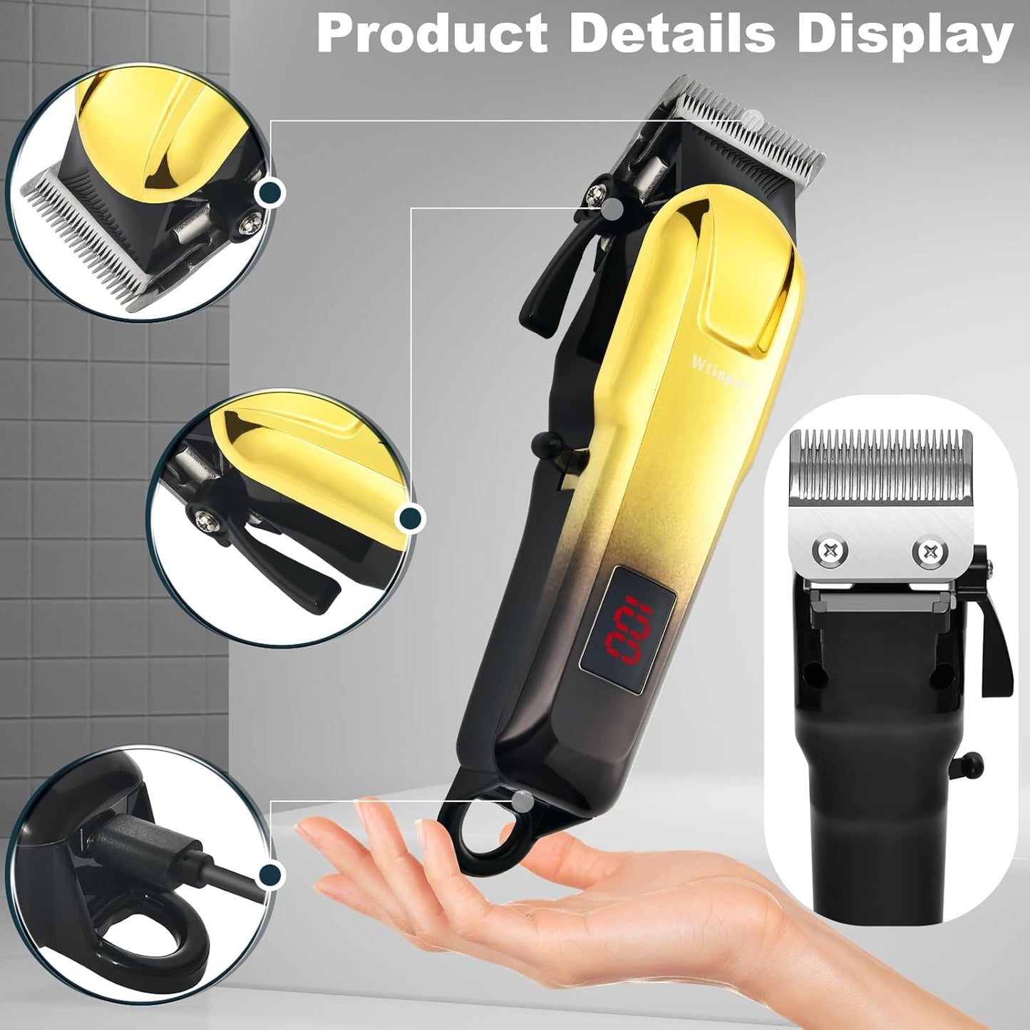 Hair Clippers Set for Men - Professional Cordless Trimmer with LED Display | Beard Shaver & Hair Cutting Machine