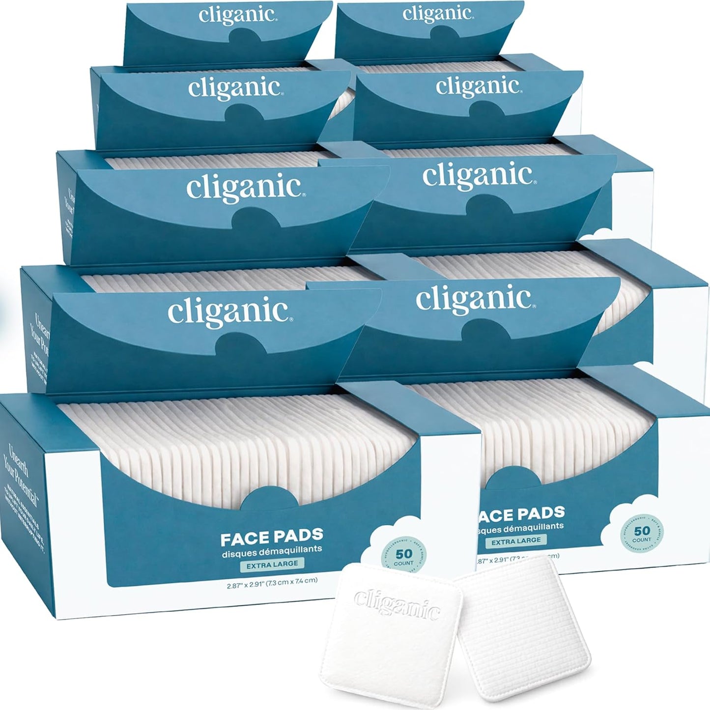 Extra Large Face Pads - 200 Count Soft, Absorbent, Hypoallergenic | Dual-Sided Lint-Free for Makeup & Skincare