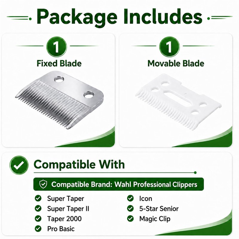 Poweka Replacement Clipper Blade Compatible with W-AHL #30-15-10 Pro Ion, Iron Horse, Show Pro Plus, U-Clip, and Deluxe U-Clip，Professional Pet Animal Dog Standard Adjustable Blade Set