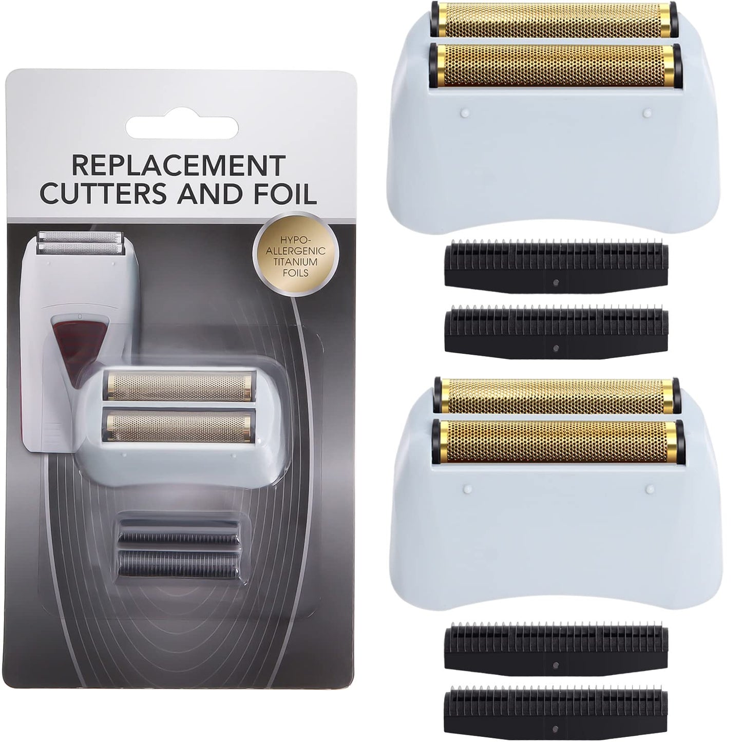 2 Pack Pro Replacement Foil and Cutters Compatible with Andis 17150(TS-1)/17155/17200 for ProFoil & Lithium Shaver, Golden