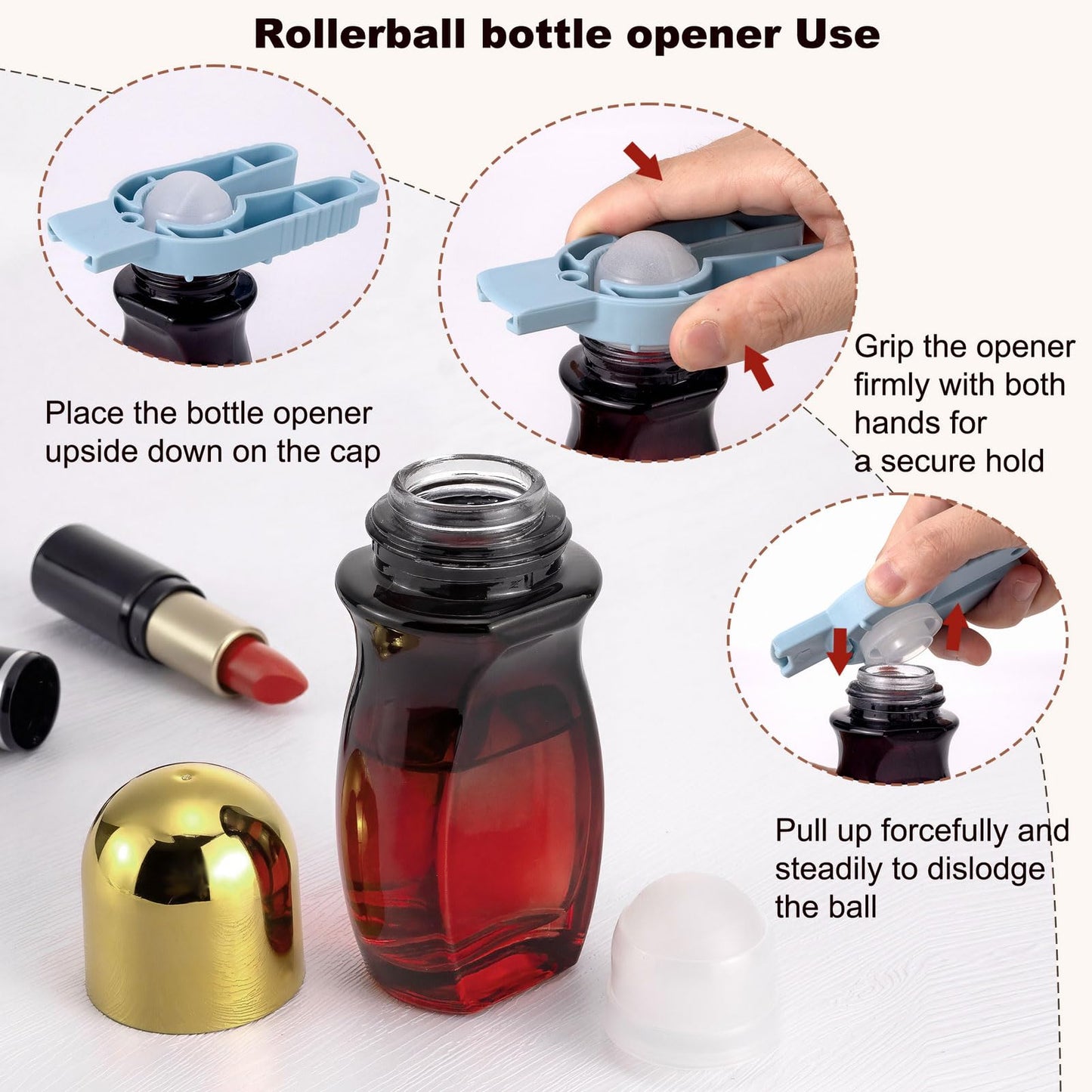 Kesell 2Pcs Glass Roller Bottles 50ml Gradient Red, Gold Lid