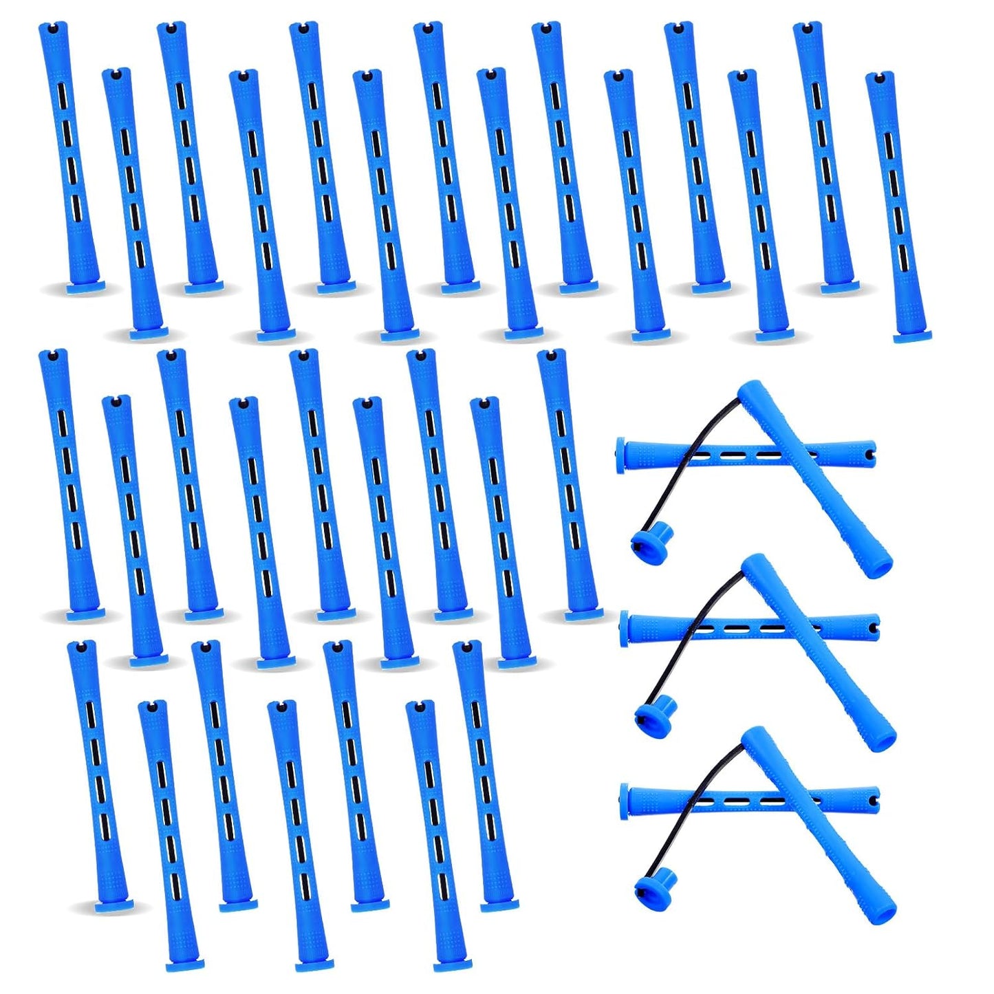 30 Pcs Perm Rods - Plastic Cold Wave Curling Rollers for Short Hair | Blue, 0.47 Inches