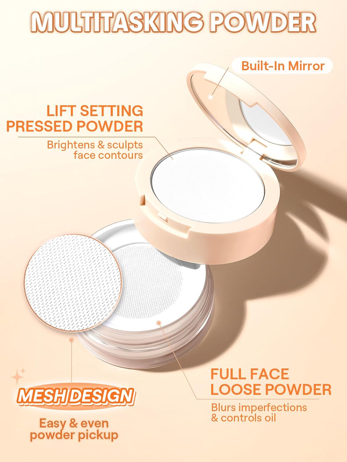 Ultra-Fine Blur & Lift Setting Powder Duo - Translucent Finish for Flawless Makeup