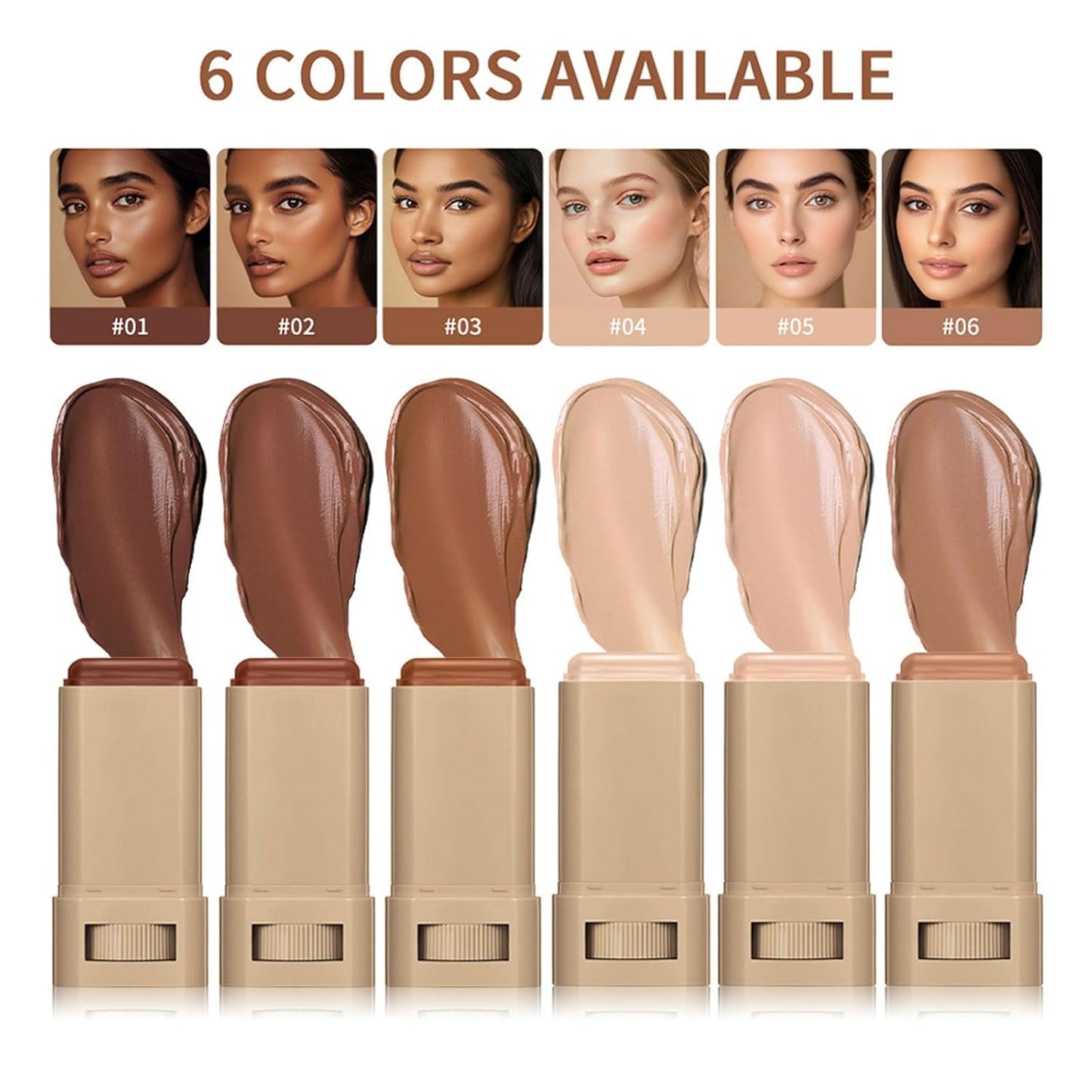 Beauty Balm Serum - Hydrating Tinted Moisturizer Stick for Natural Finish | Lightweight Buildable Foundation (01#)
