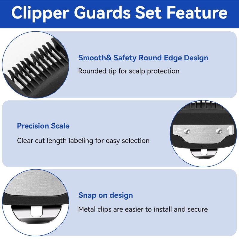 Replacement for 1 Wahl Clipper Guards Set, 1/8" 3mm Metal Hair Clipper Guards Set for Professional Stylists and Barbers(2 Pack)