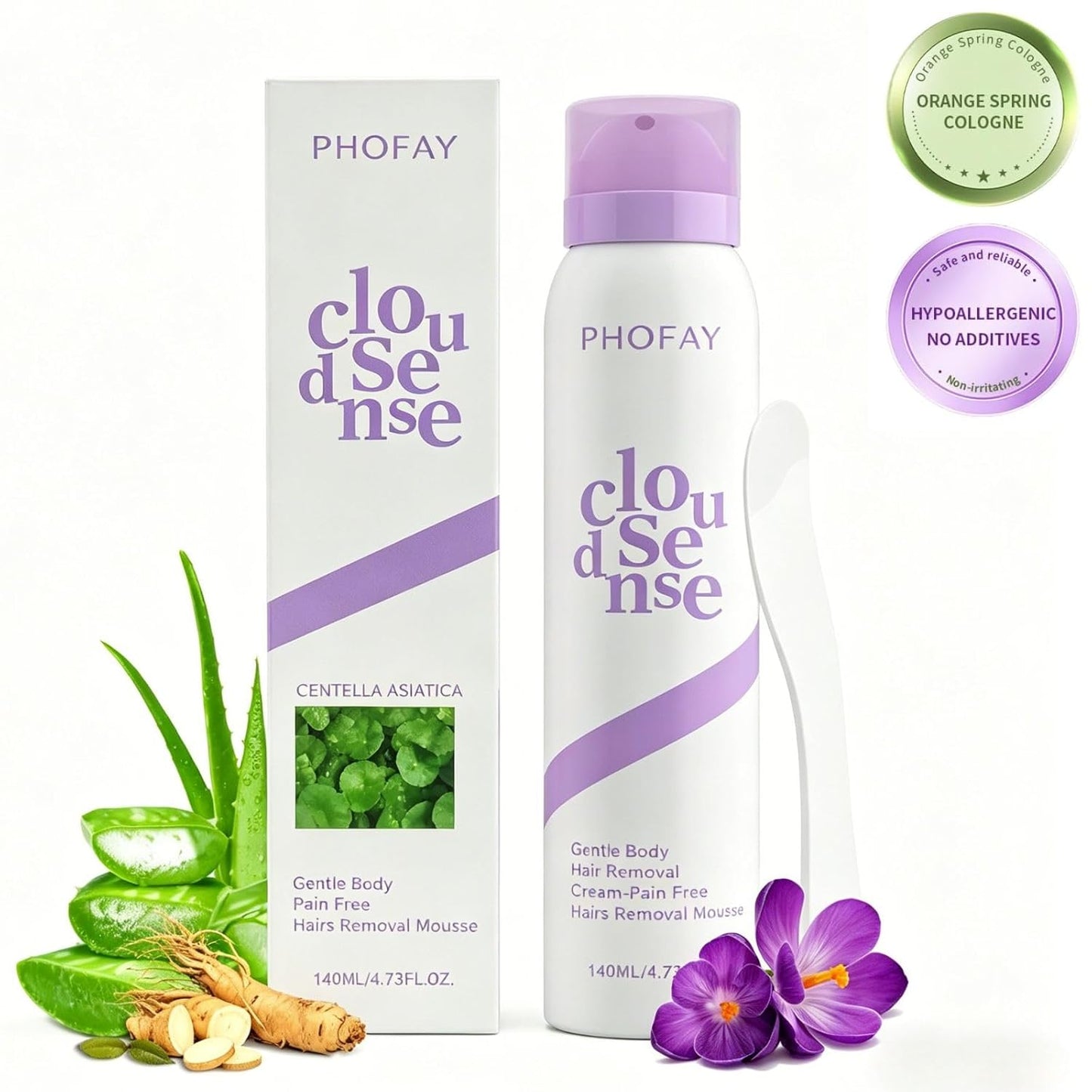 Smooth Hair Removal Spray for Sensitive Skin - Painless Depilatory Cream with Aloe & Hyaluronic Acid | 1PC